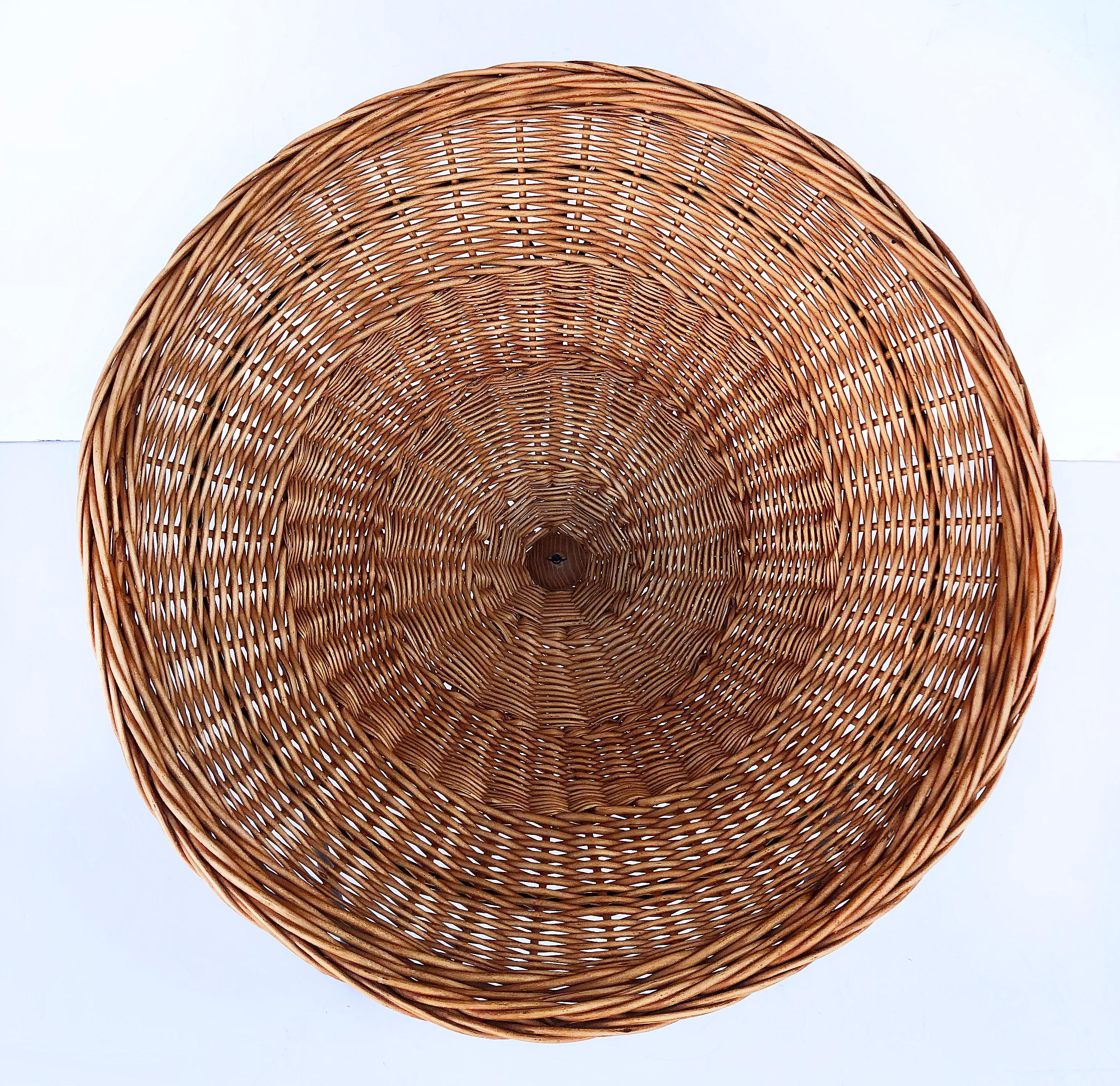 Hand-Woven Roberto Mango '50s Sunflower Wicker Cone Basket Chair