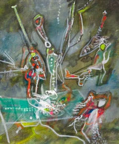 Senza titolo - Olio originale su tela di Roberto Sebastian Matta - 1987