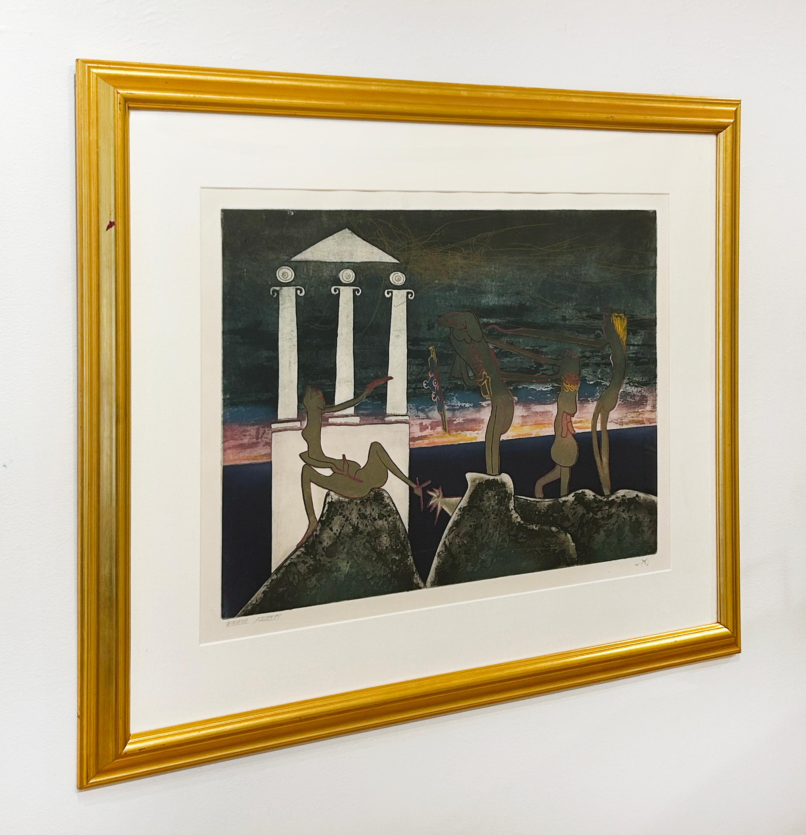 Artist:  Matta, Roberto
Title:  10PM from L’Arc Obscur des Heures
Series:  The Obscure Arc of the Hours (Suite of 10)
Date:  1975
Medium:  Engraving
Unframed Dimensions:  25 x 36
Framed Dimensions:  33