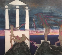10PM de L'Arc Obscur des Heures, gravure surréaliste de Roberto Matta
