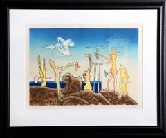 12 AM from L'Arc Obscur des Heures, Surrealist Aquatint Etching by Roberto Matta