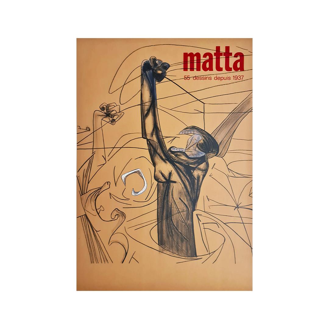 1978 Original exhibition poster tracing 55 drawings of Matta since 1937 - Print by Roberto Matta