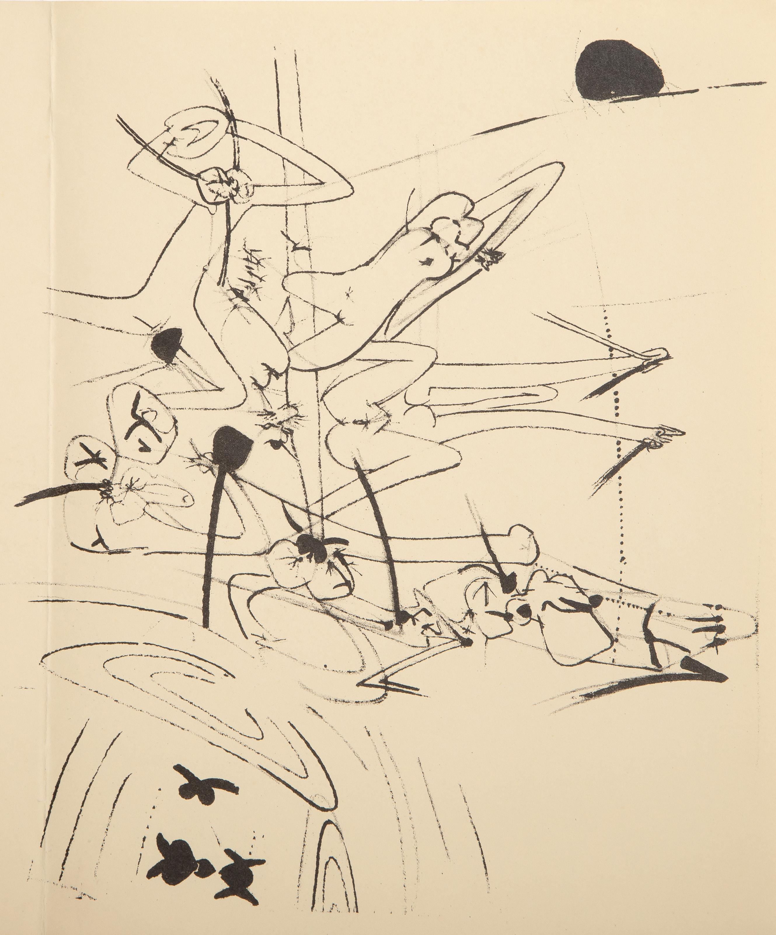  Roberto Matta, cileno (1911 - 2002) -  Attulima, Anno: 1954, Medium: Litografia, Edizione: 211, Dimensioni immagine: 10.75 x 8.5 pollici, Dimensioni: 10.75 x 17 pollici (27.31 x 43.18 cm), Editore: Editions La Balance, Paris, Riferimento: Sabatier