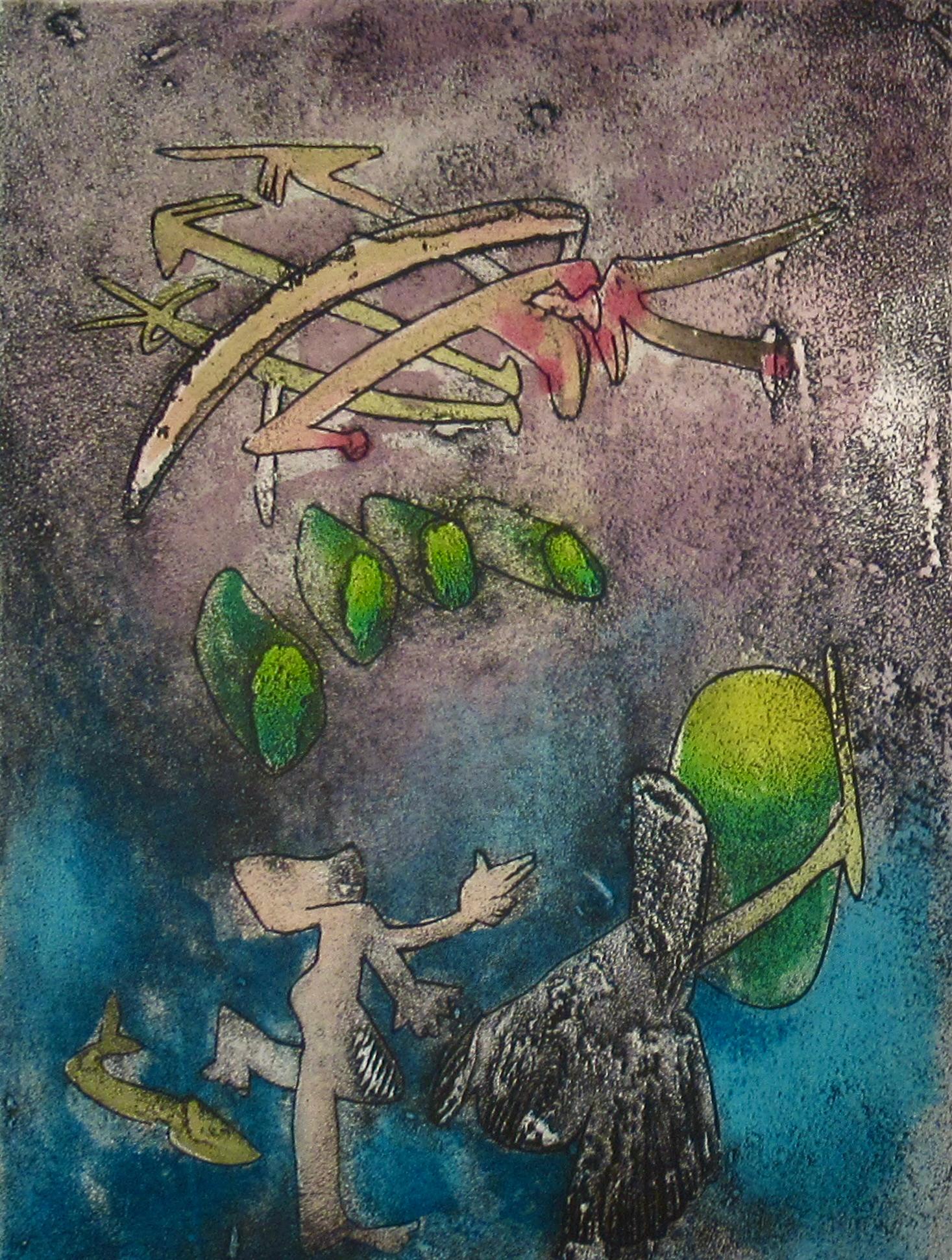 Roberto Matta Abstract Print - "Centre Noeuds" planche #6