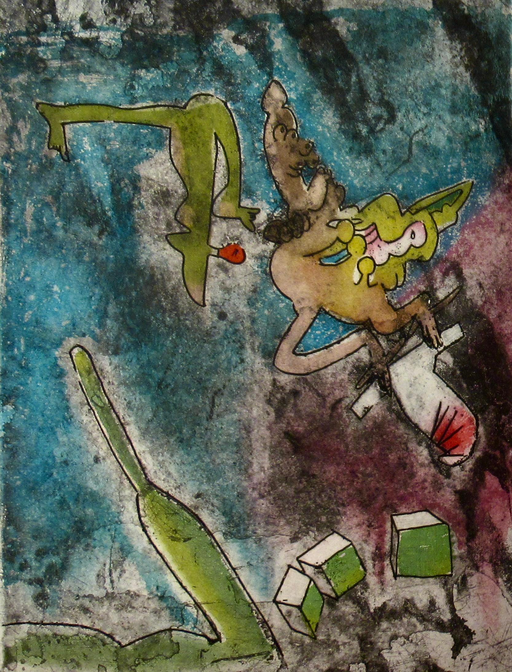 Roberto Matta Abstract Print - "Centre Noeuds" planche #7