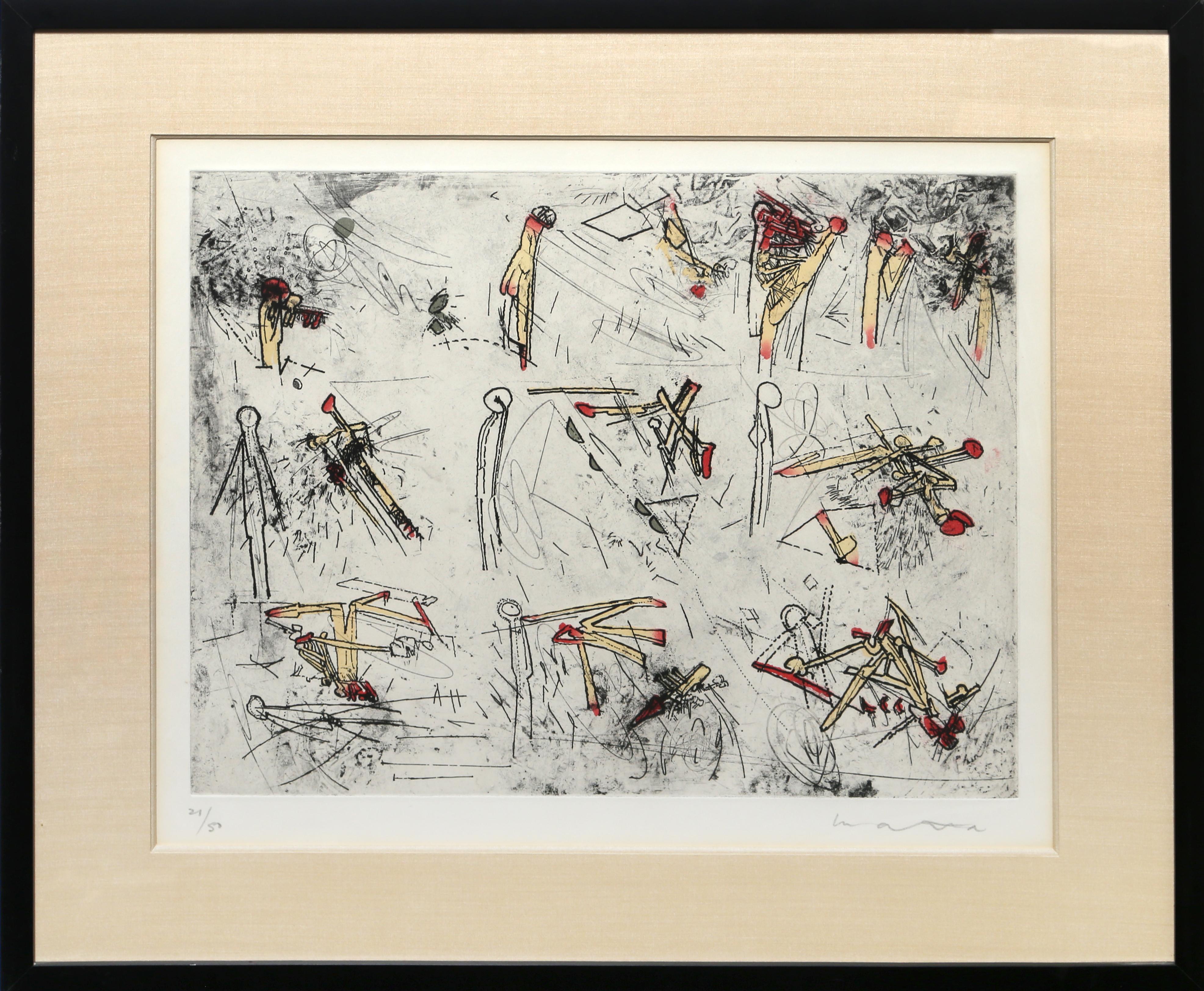 Cosmicstrip IV, Surrealistische Aquatinta-Radierung von Roberto Matta