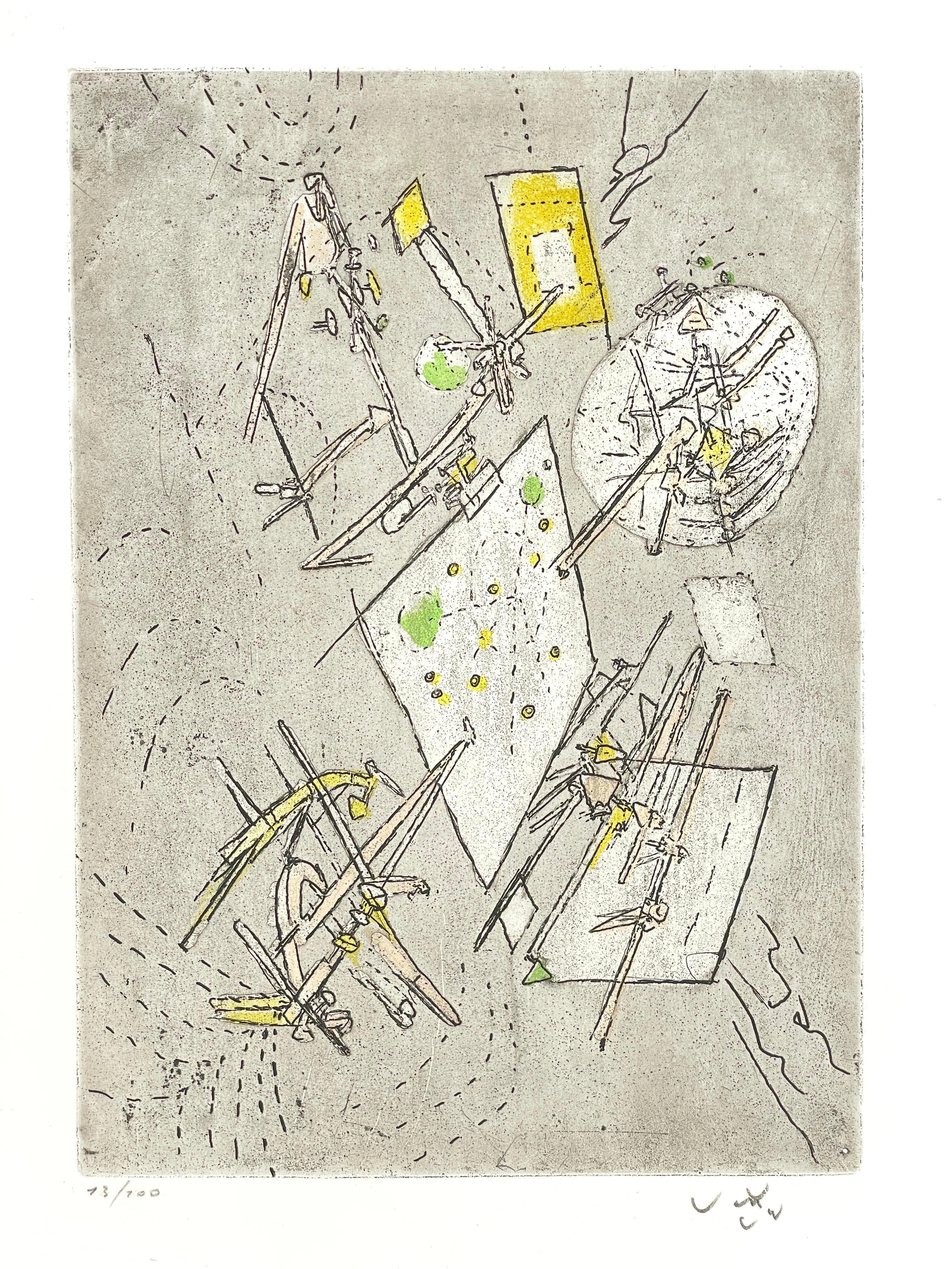Roberto Matta Abstract Print - Driote Liberees