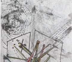 Droites Liberees II, Abstract Expressionist Etching & Aquatint by Roberto Matta