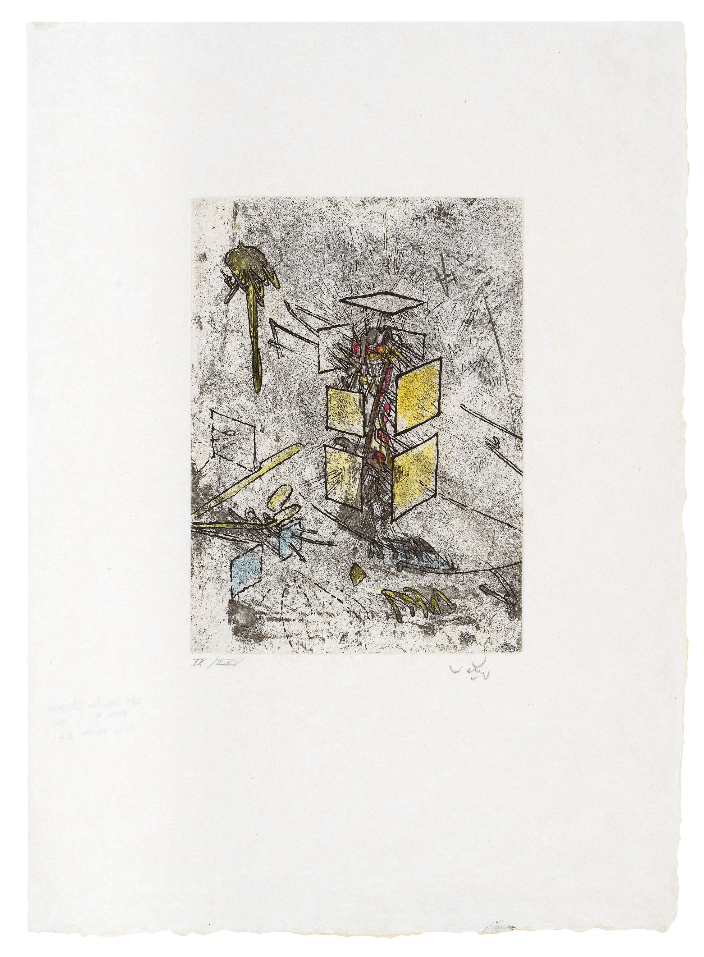 Roberto Matta Abstract Print - Droites Libérées: Plate 9
