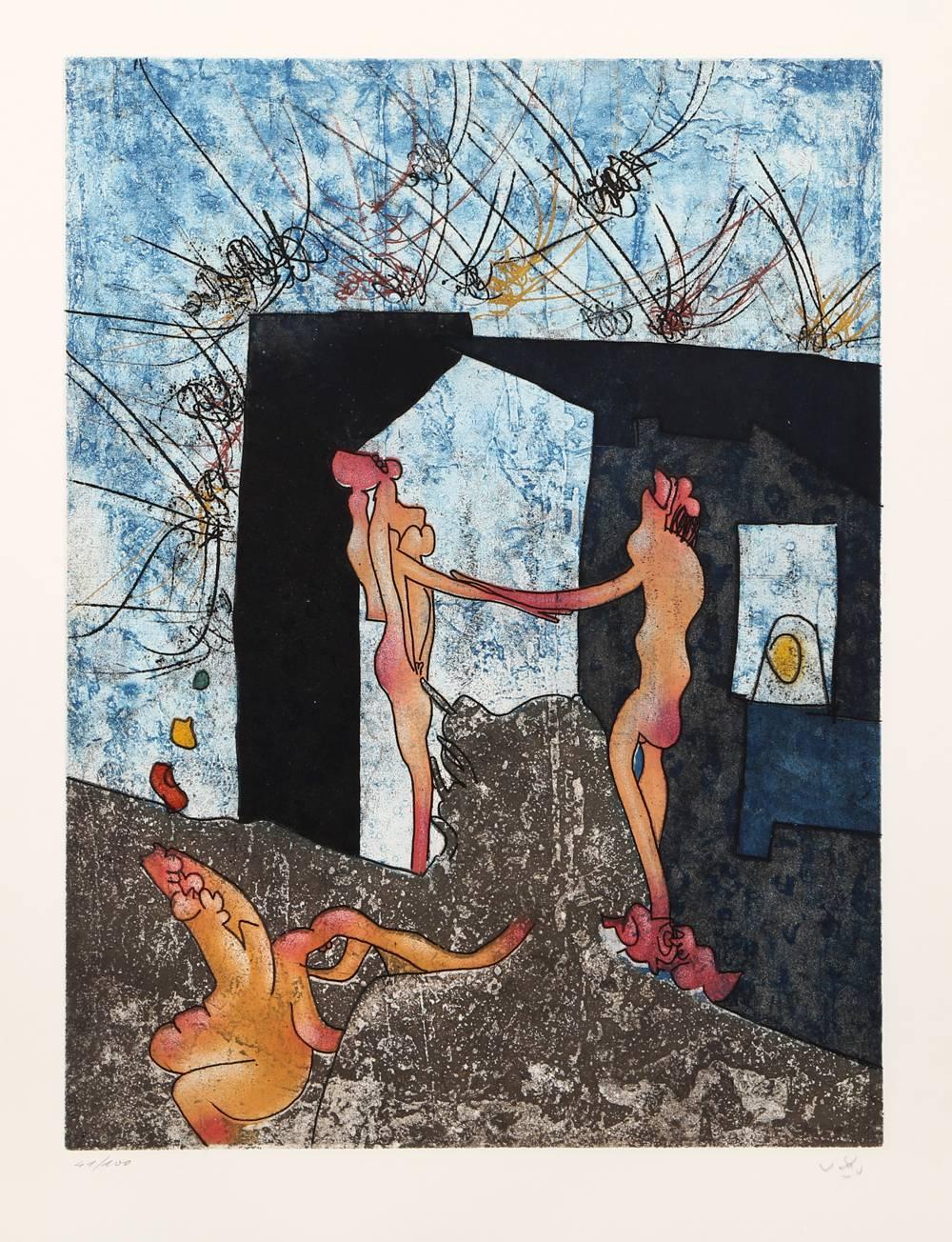 Suite de 8 gravures à l'aquatinte La Danse de la Mort de Matta - Print de Roberto Matta