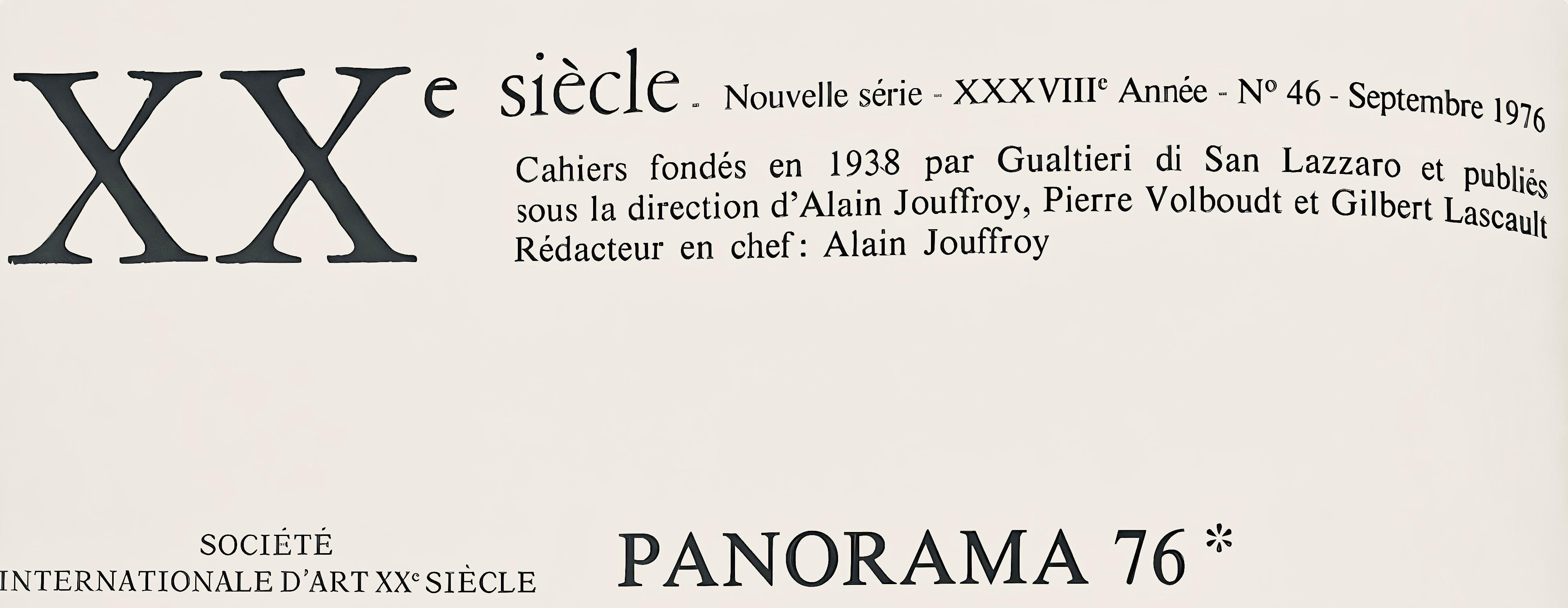 Lithograph on vélin paper. Paper Size: 19.3 x 12.4 inches. Inscription: Unsigned and unnumbered, as issued. Notes: From the album, XXe siècle, Nouvelle série, XXXVIIIe Année N°46, Septembre 1976, Cahiers fondés en 1938 par Gualtieri di San Lazzaro