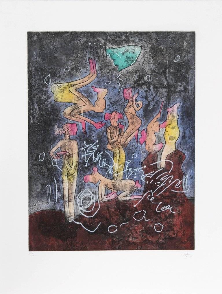 L'ame du Tarot de Theleme Portfolio of 5 Aquatint Etchings by Matta - Surrealist Print by Roberto Matta