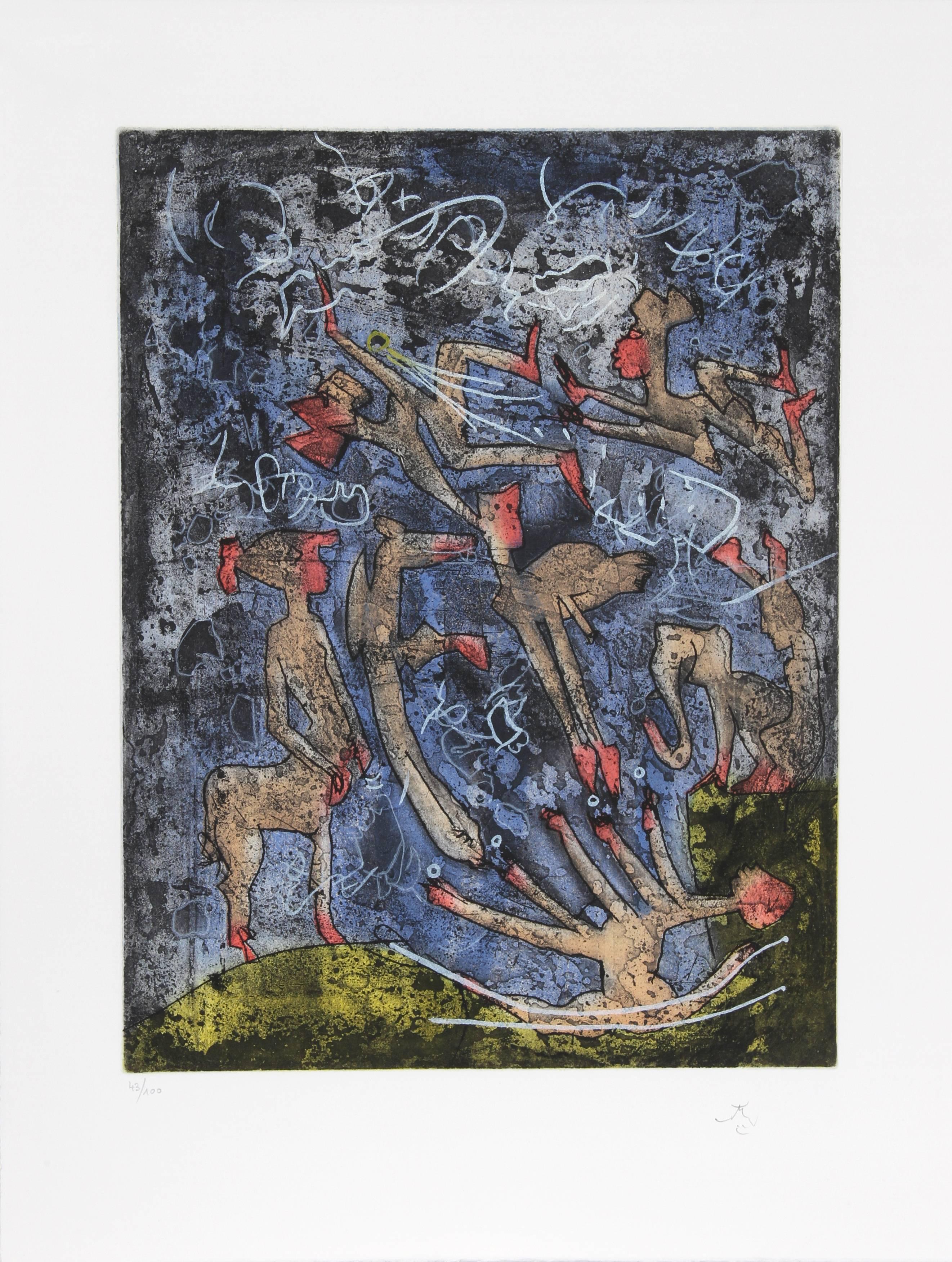 Artist: Roberto Matta
Portfolio: L'ame du Tarot de Theleme
Year: 1994
Medium: Portfolio of Five Aquatint Etchings, each signed and numbered in pencil
Edition: 100, XX
Image Size: 19.25 x 14.5 inches
Paper Size: 26 x 19.5 inches 

Printer: Atelier