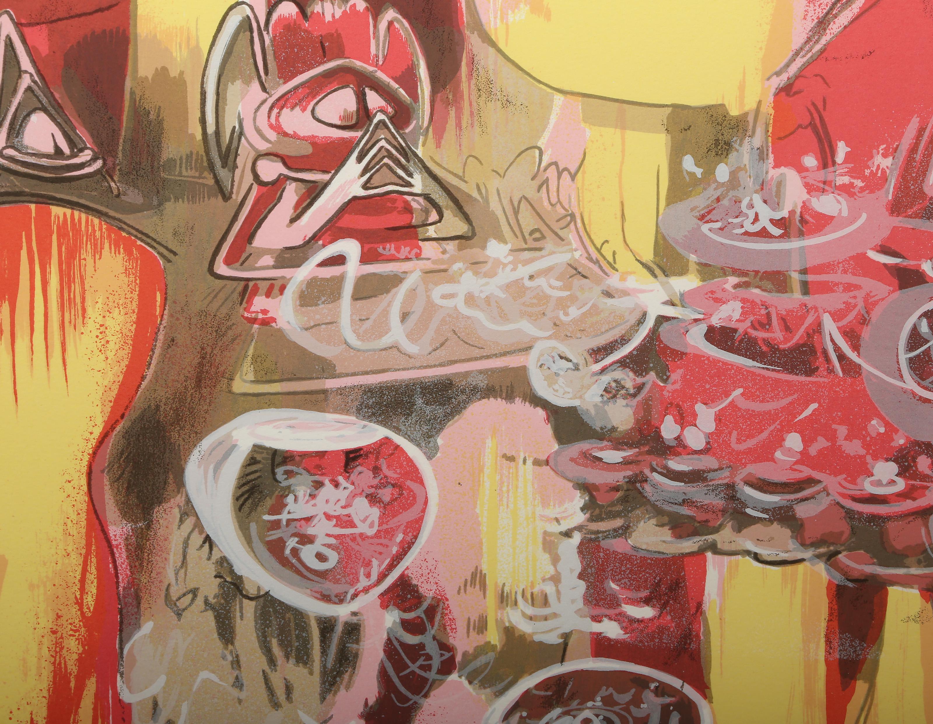L'eau est Mana, Surrealist Lithograph by Roberto Matta For Sale 1