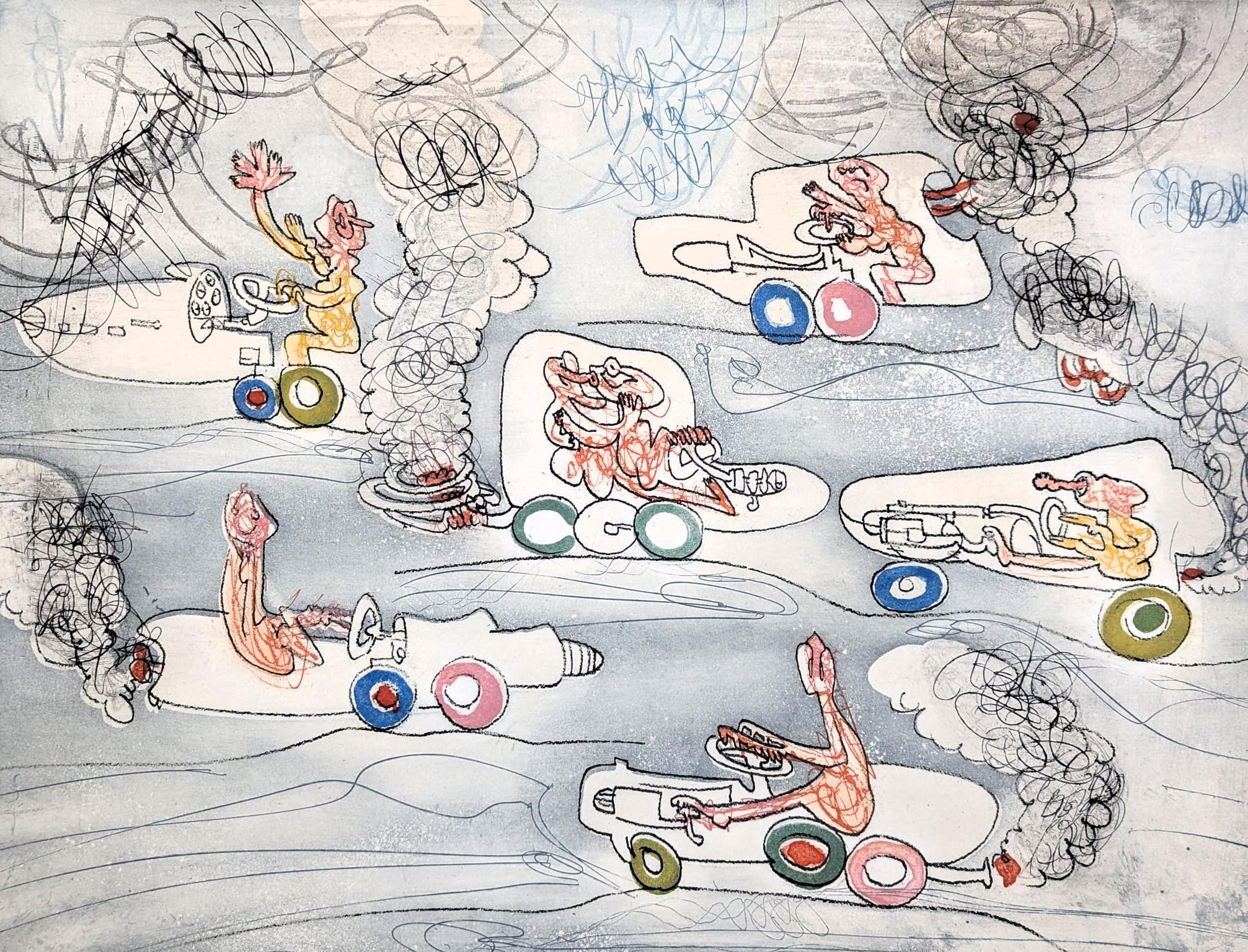Les Oh! Tomobiles - Print by Roberto Matta