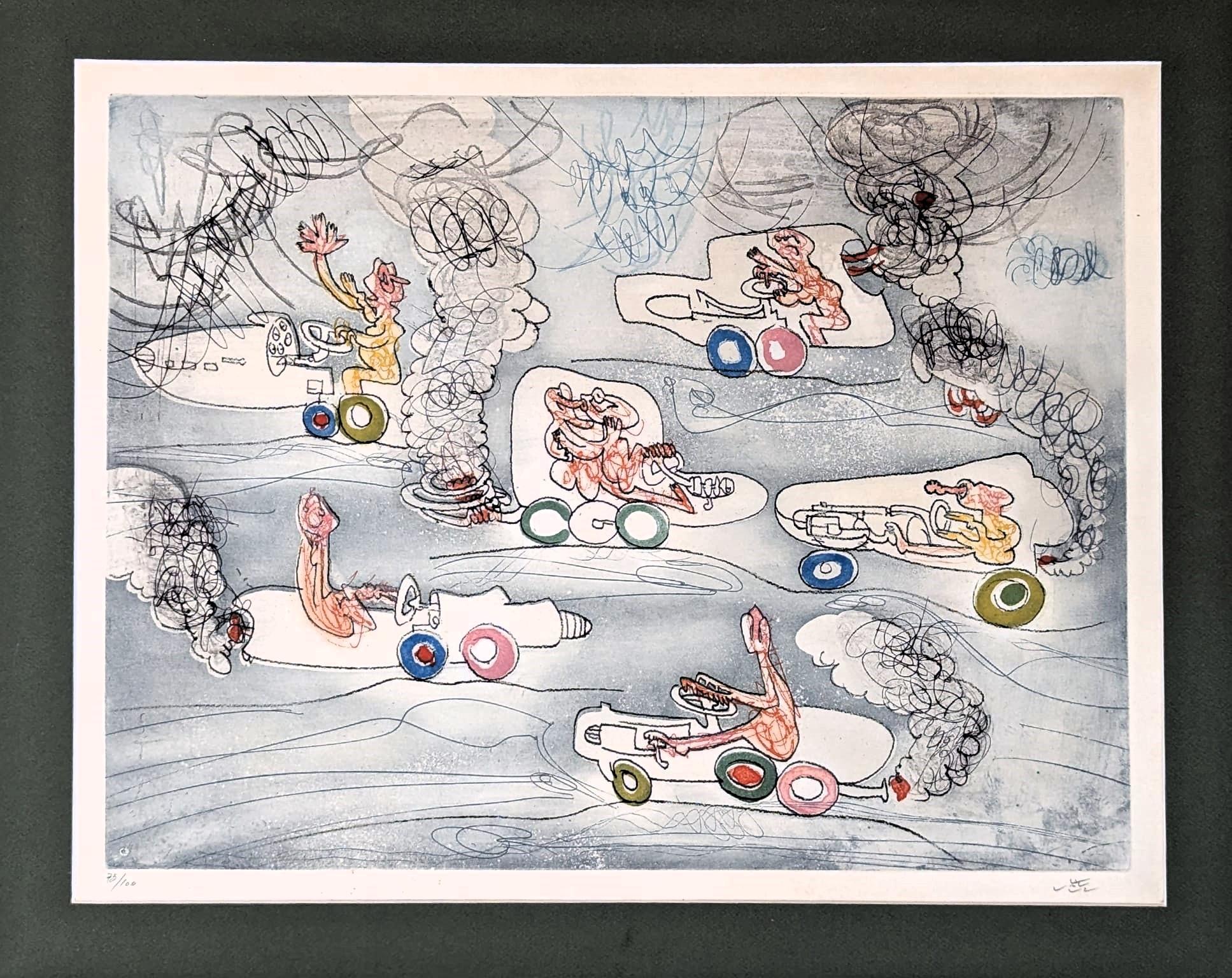 Roberto Matta Abstract Print - Les Oh! Tomobiles
