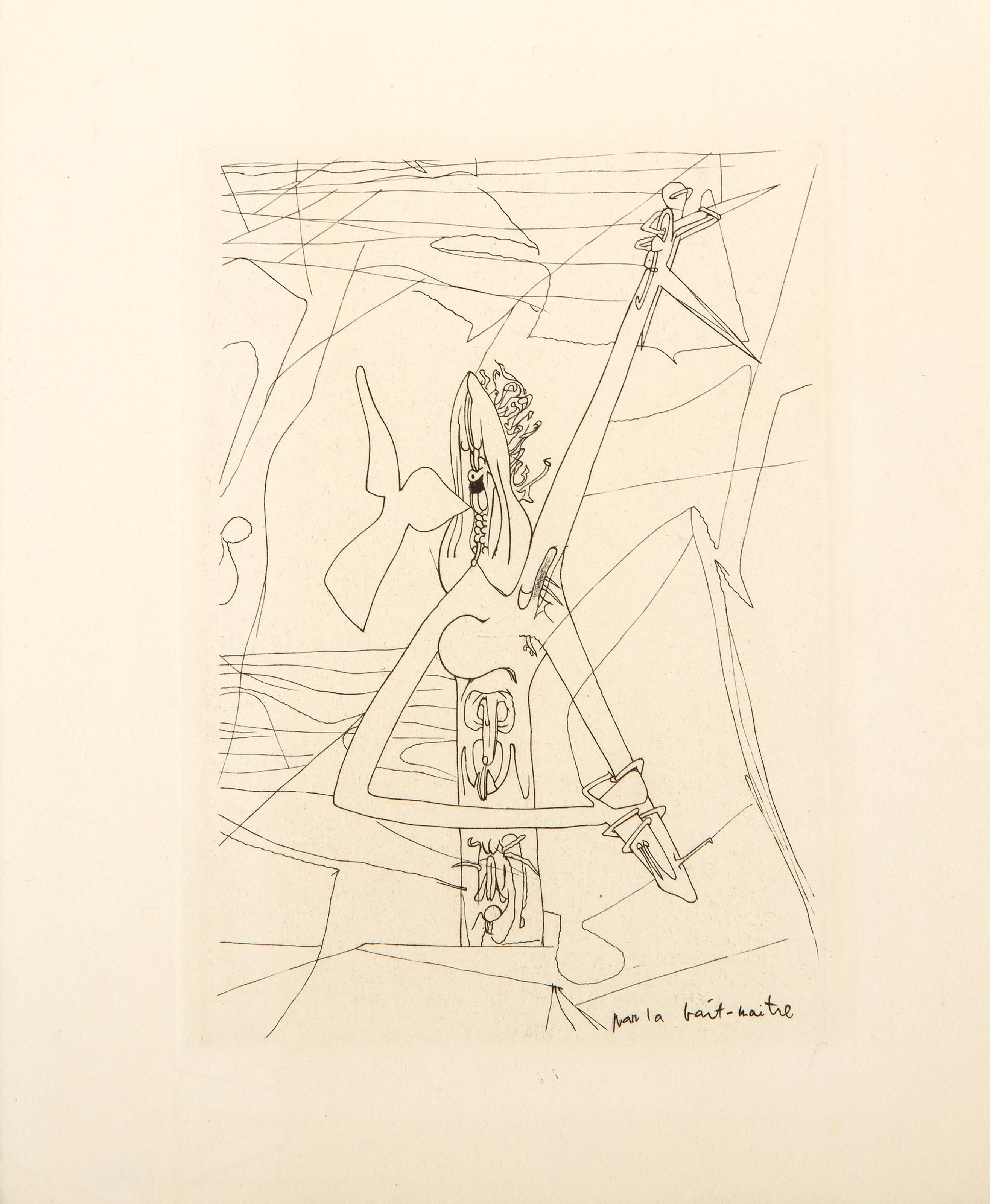Par La Bait Naitre, aguafuerte surrealista de Roberto Matta en venta 2