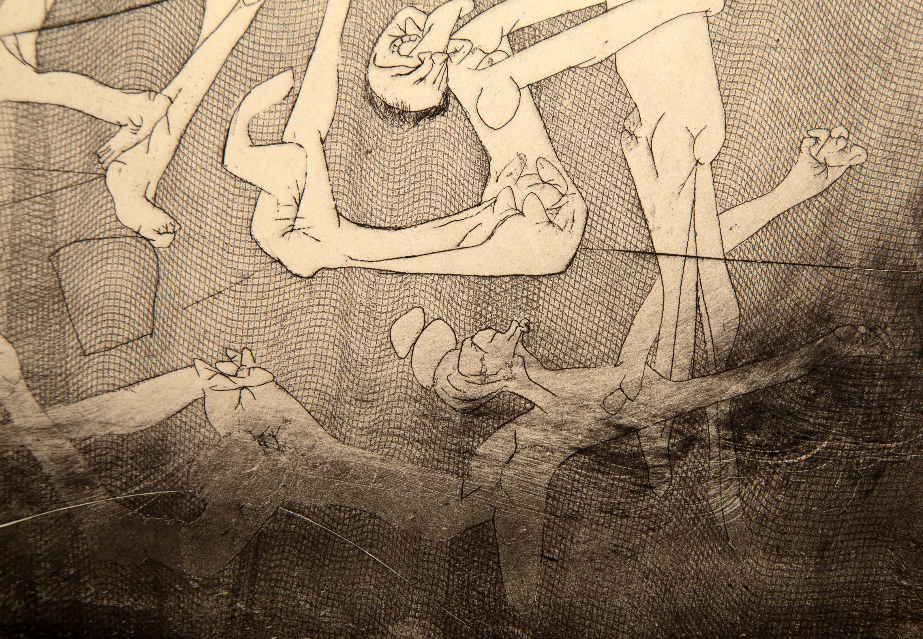 Raising A Glass, Surrealist Etching by Roberto Matta For Sale 1