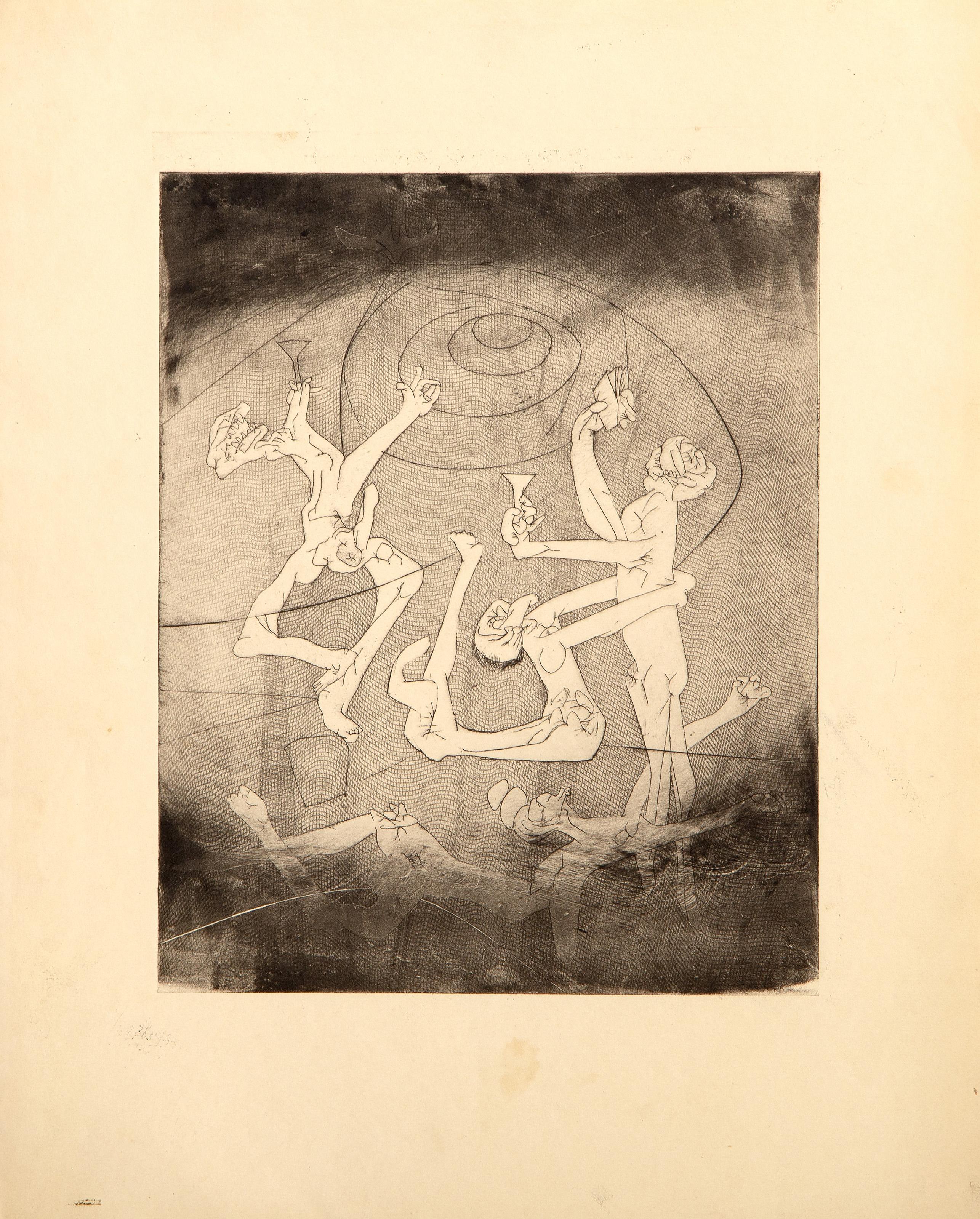 Raising A Glass, Surrealist Etching by Roberto Matta For Sale 3