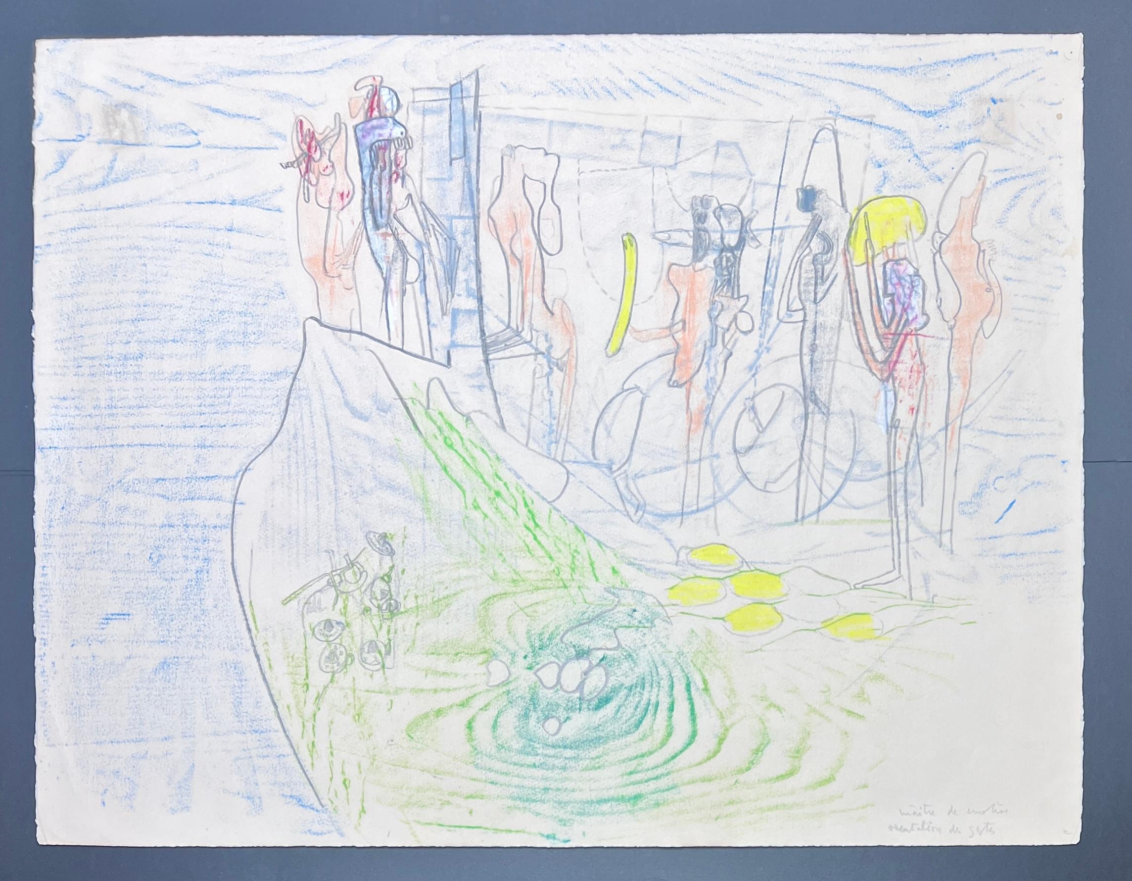 Roberto Matta (1911–2002)- Coloured crayons and graphite on paper - 1965 -unique For Sale 4