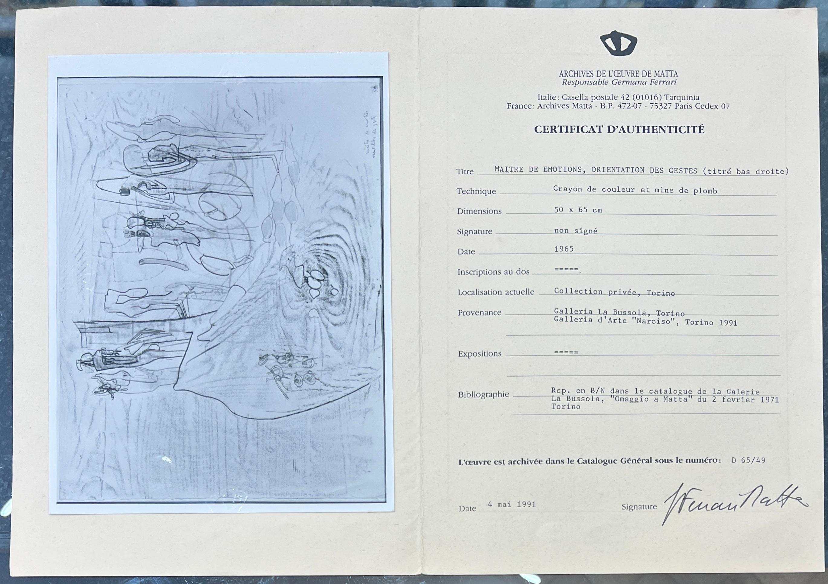 Roberto Matta (1911–2002)- Coloured crayons and graphite on paper - 1965 -unique For Sale 8