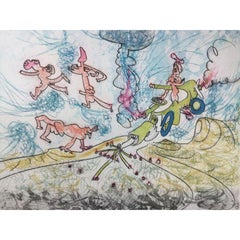 Roberto Matta - Les Oh! Tomobiles - Hand-Signed Etching 
Aquatint, 1972