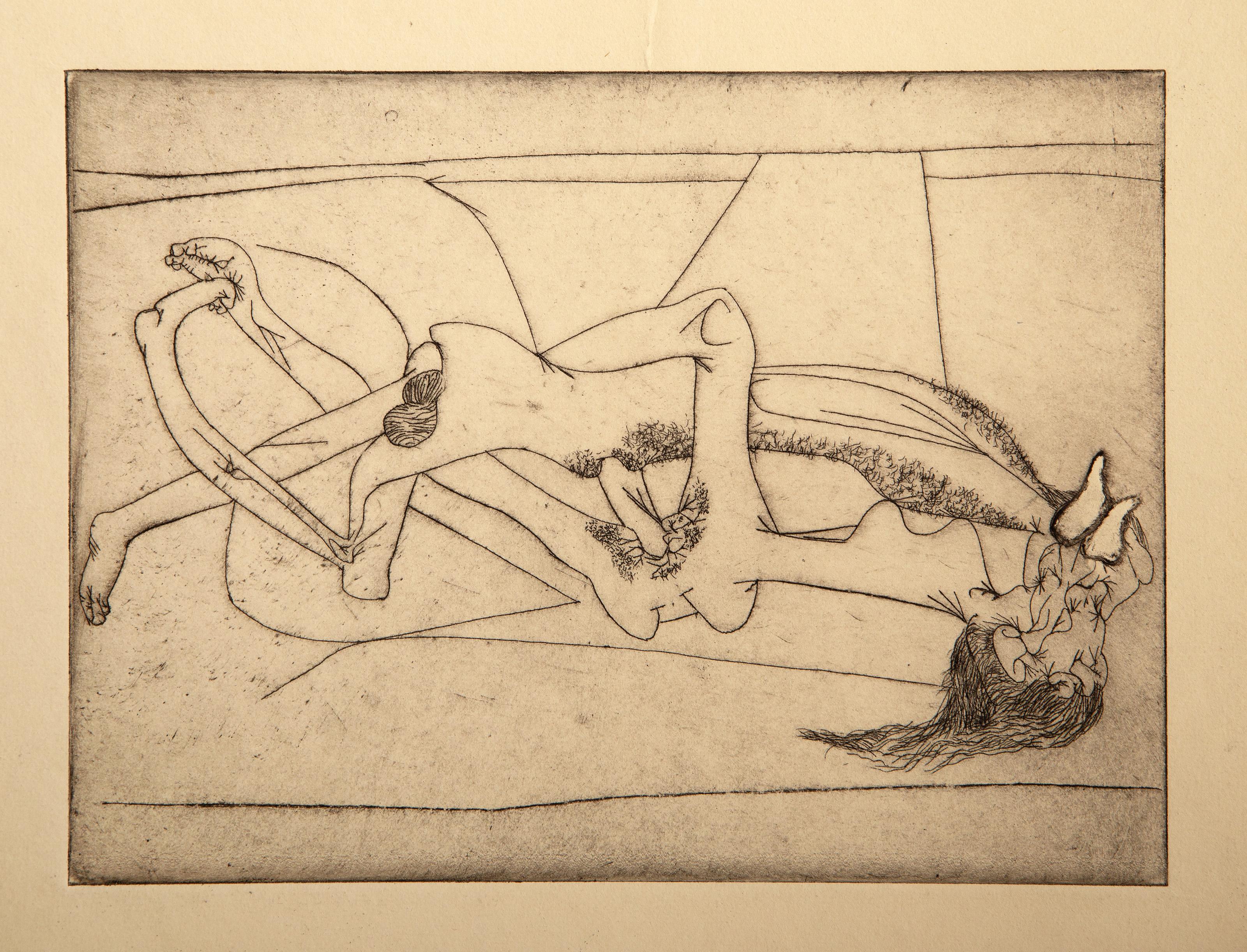 La Nueva Escuela, Suite surrealista de 10 aguafuertes de Roberto Matta en venta 3