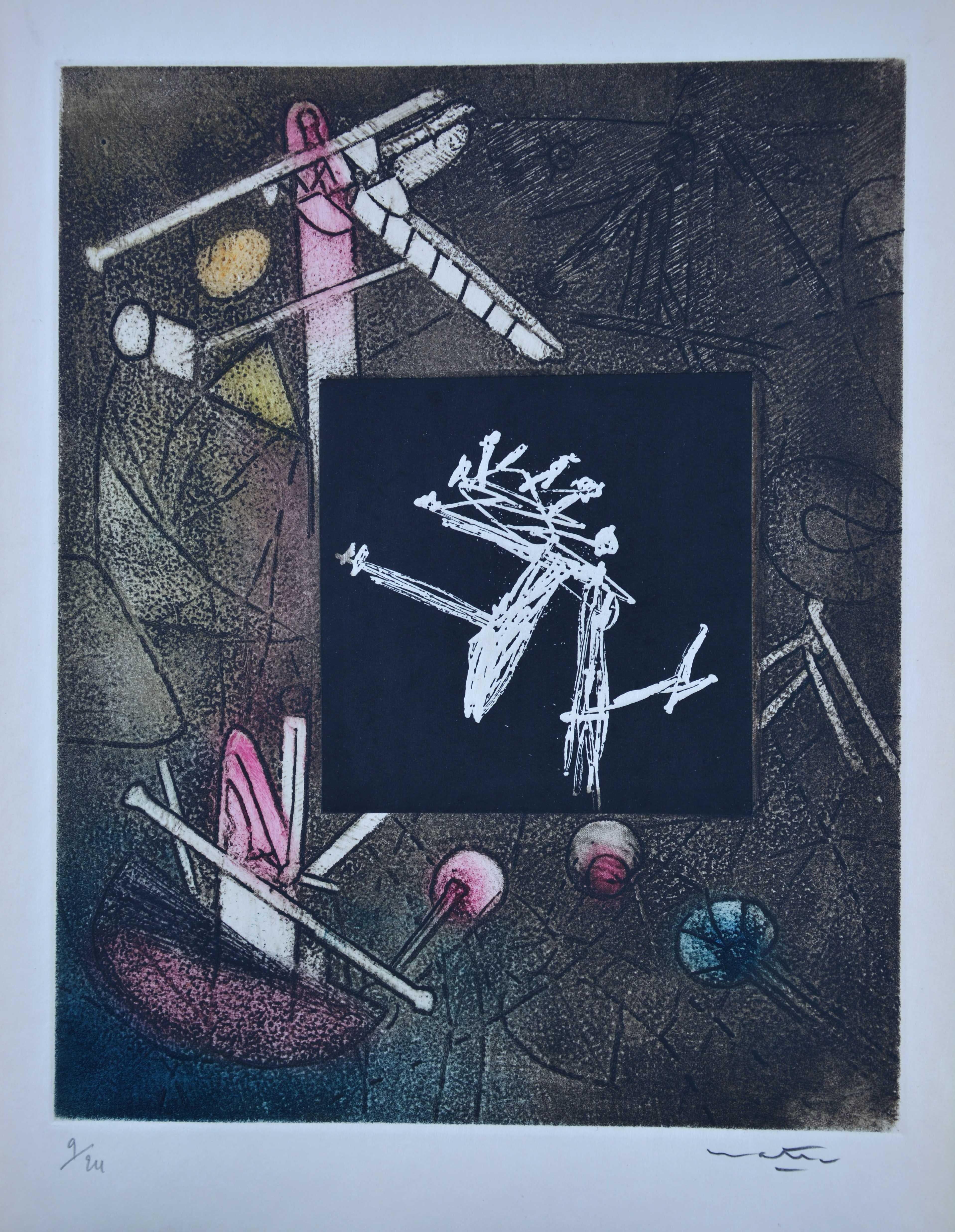 Roberto Matta Abstract Print – Die Stimmen