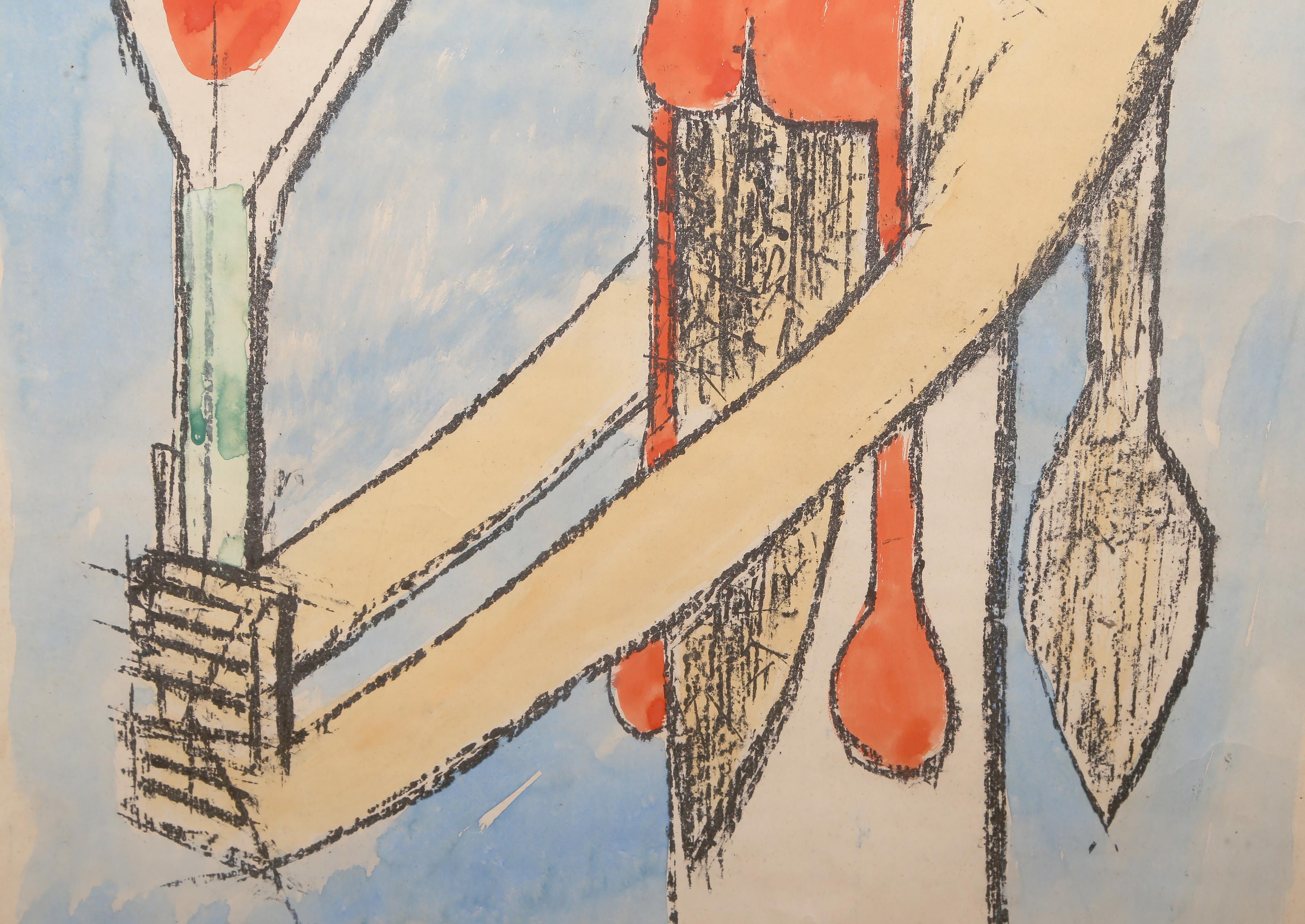 Totem, Surrealistische Lithographie mit Handkolorierung von Roberto Matta im Angebot 2