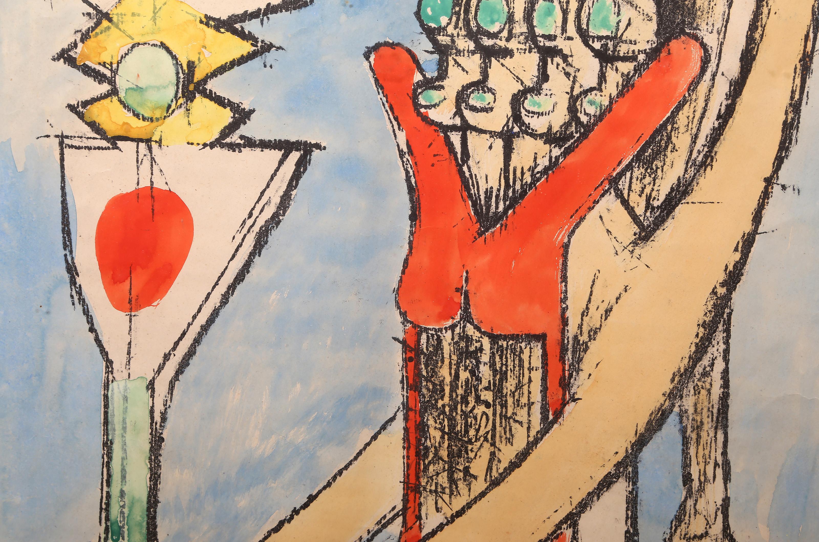 Totem, Surrealistische Lithographie mit Handkolorierung von Roberto Matta im Angebot 3