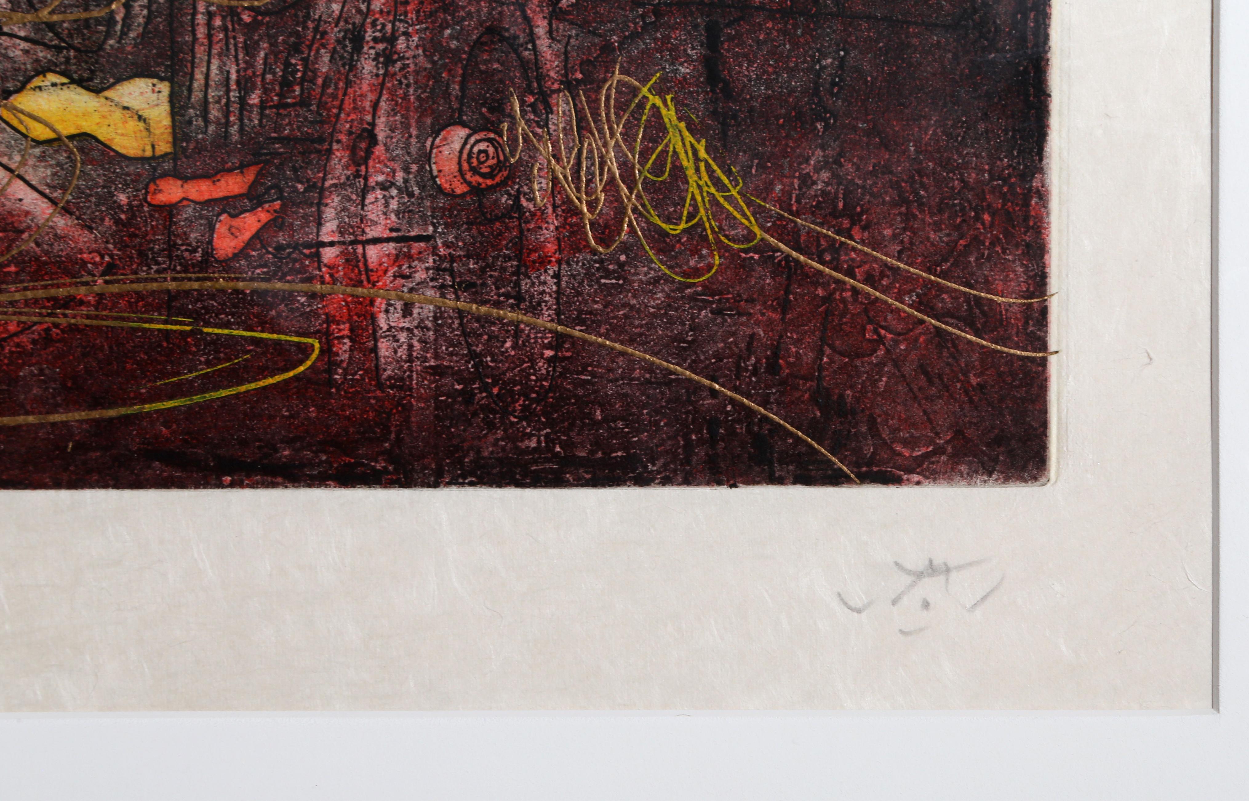 Untitled 8 from Hom'mere V - N'ous Portfolio - Brown Abstract Print by Roberto Matta