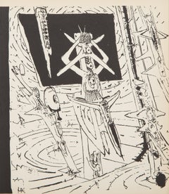 Sans titre du Surrealisme en 1947, lithographie surréaliste de Roberto Matta