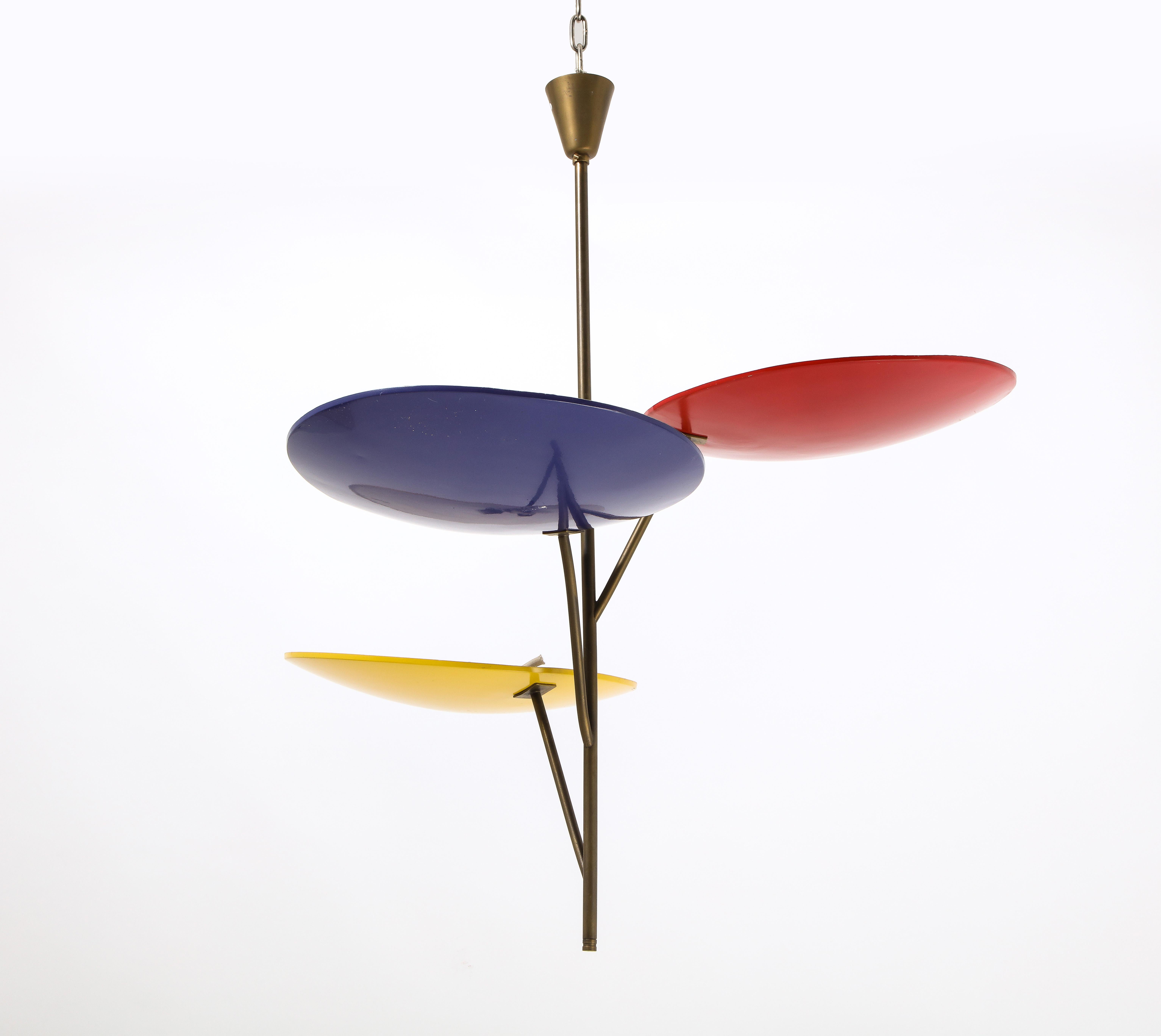 20th Century Tri Color Sculptural Pendant Chandelier, Italy 1960's For Sale