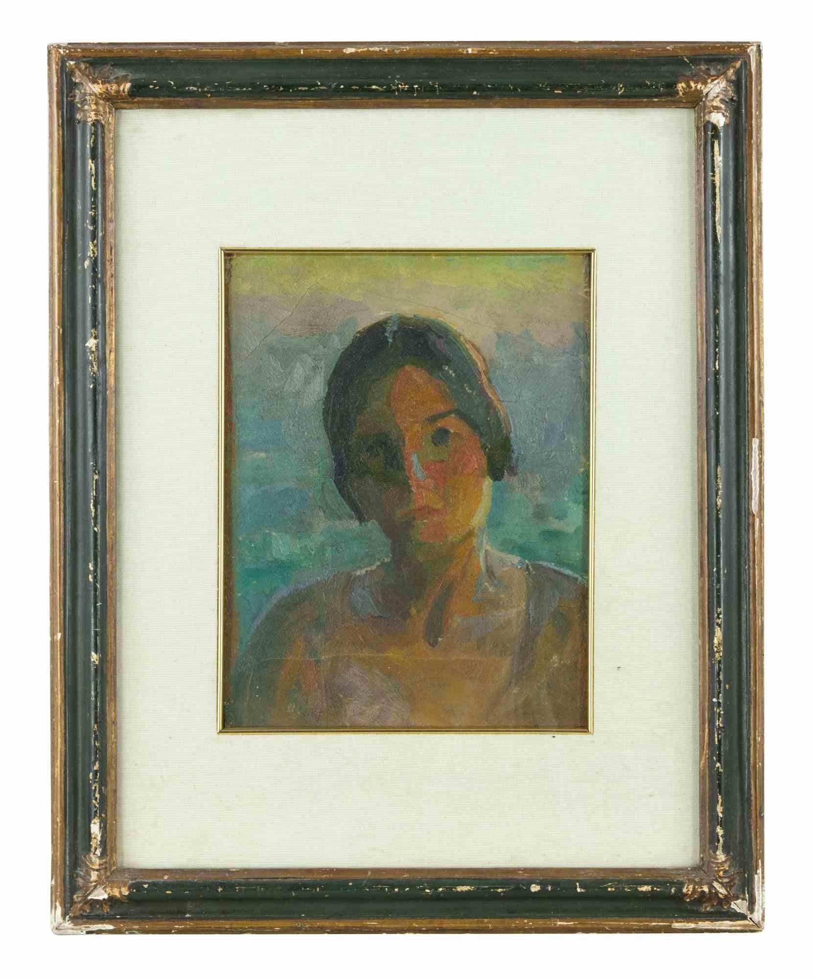 Feminine Figure – Ölgemälde von R. Melli – 1930er Jahre – Painting von Roberto Melli