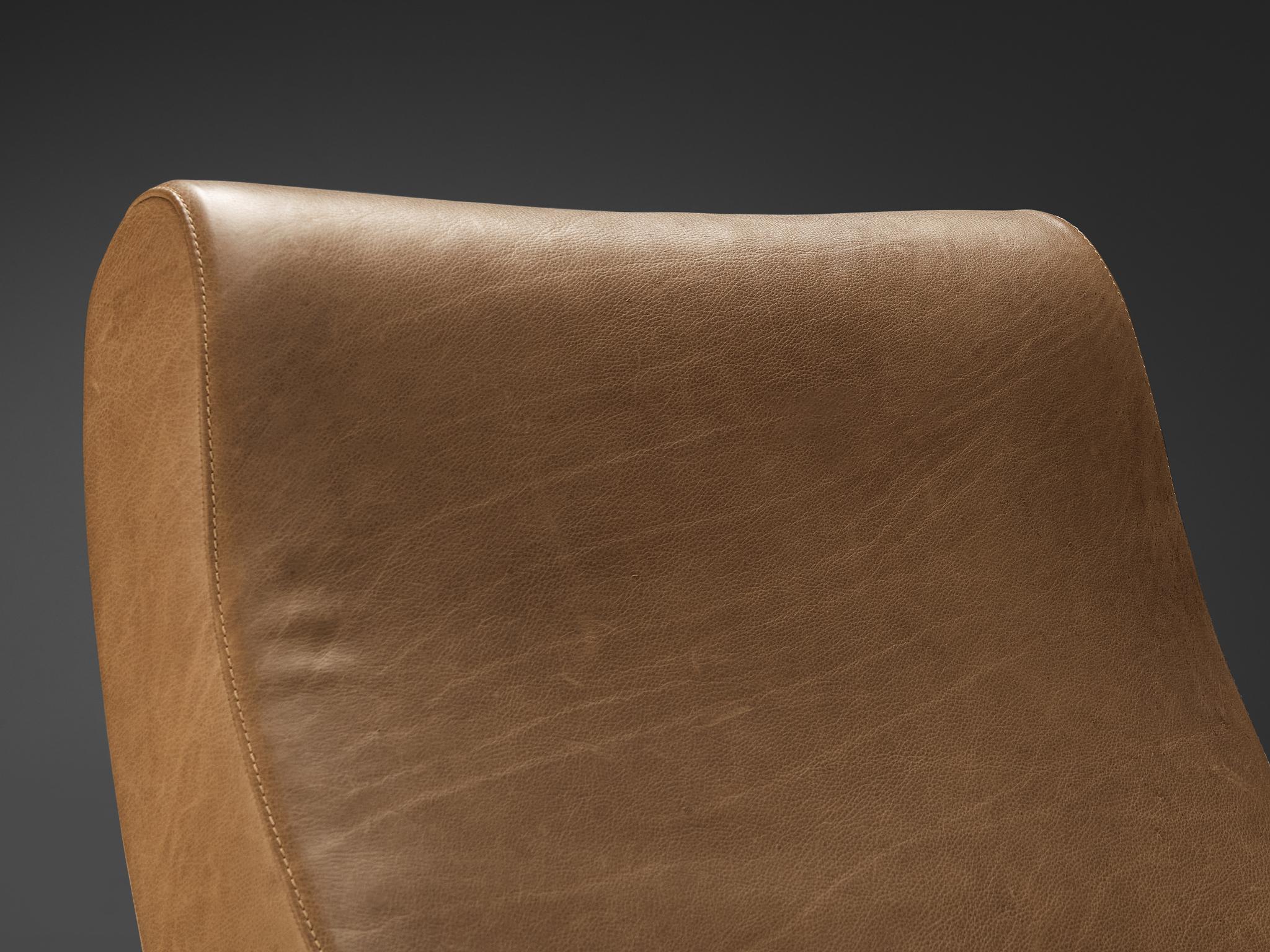Mid-20th Century Roberto Menghi for Arflex ‘Hall’ Lounge Chair in Brown Leather For Sale