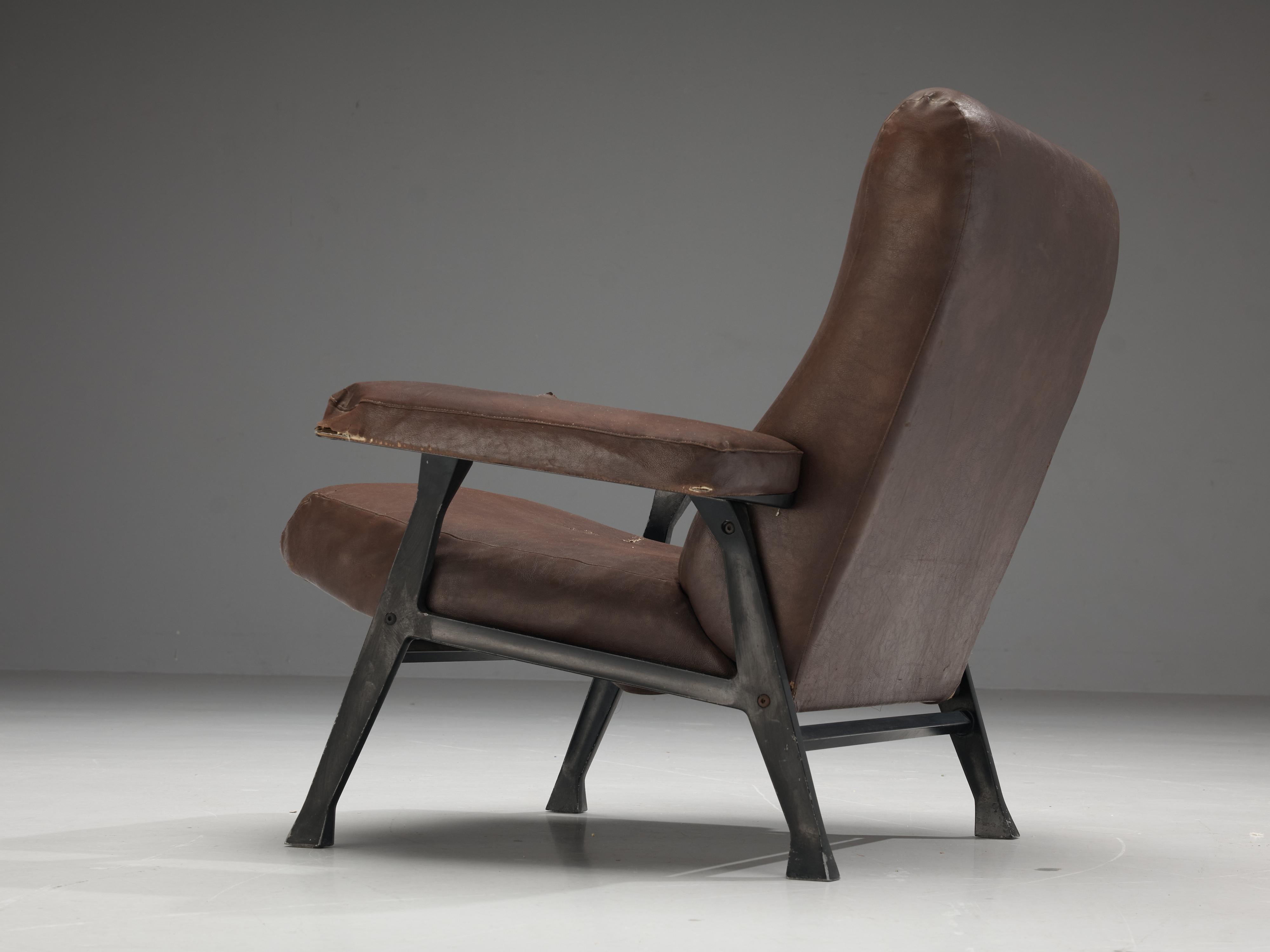 Roberto Menghi for Arflex Pair of ‘Hall’ Lounge Chairs in Brown 2