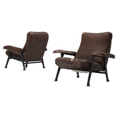 Roberto Menghi for Arflex Pair of ‘Hall’ Lounge Chairs in Brown