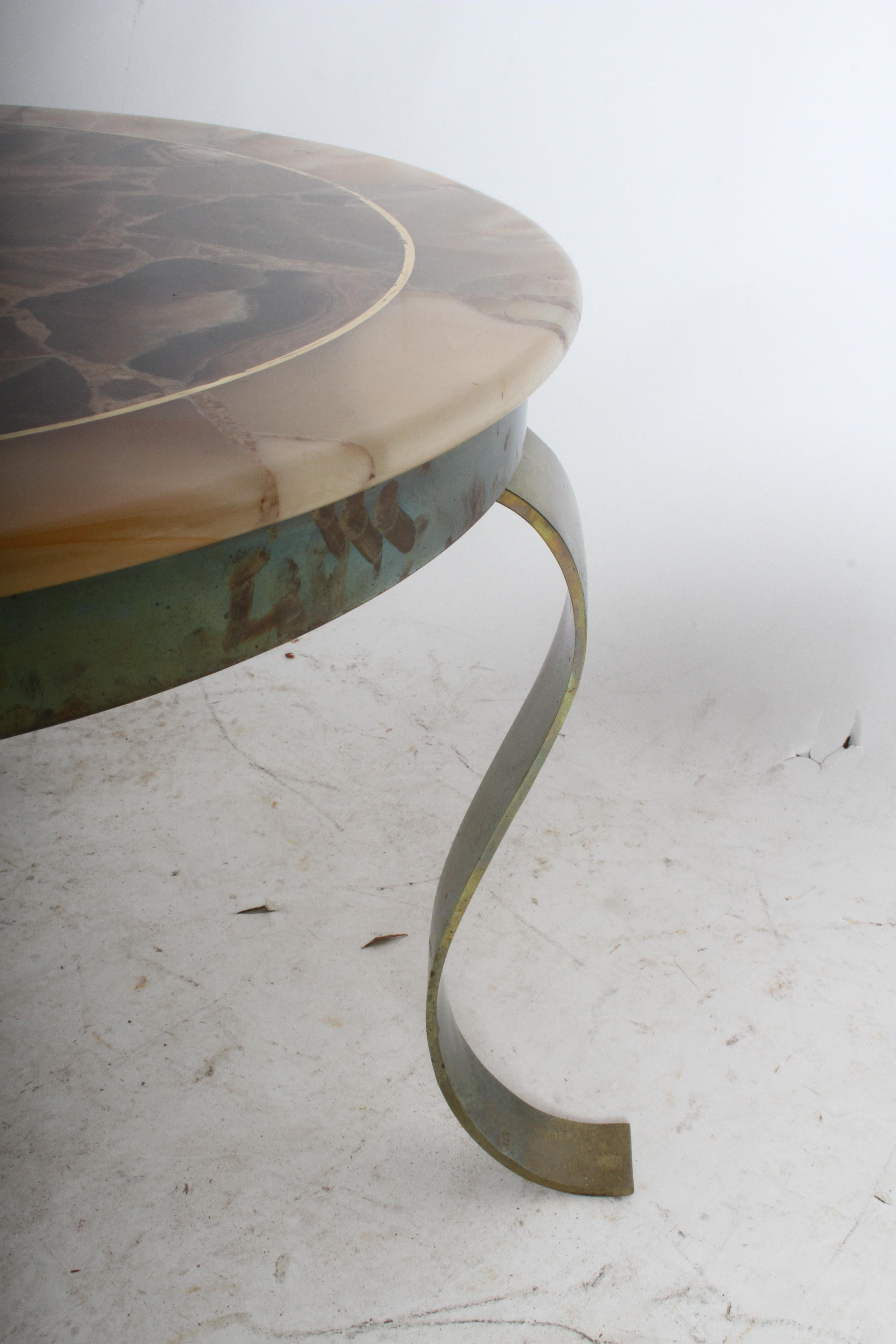 Roberto & Mito Block for Muller Onyx and Brass Side Table For Sale 4