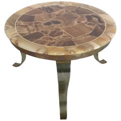 Roberto & Mito Block for Muller Onyx and Brass Side Table