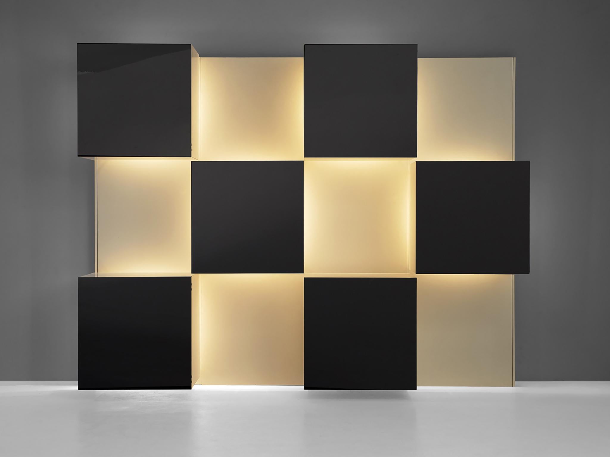 Mid-Century Modern Roberto Monsani for Acerbis Illuminated Wall Unit