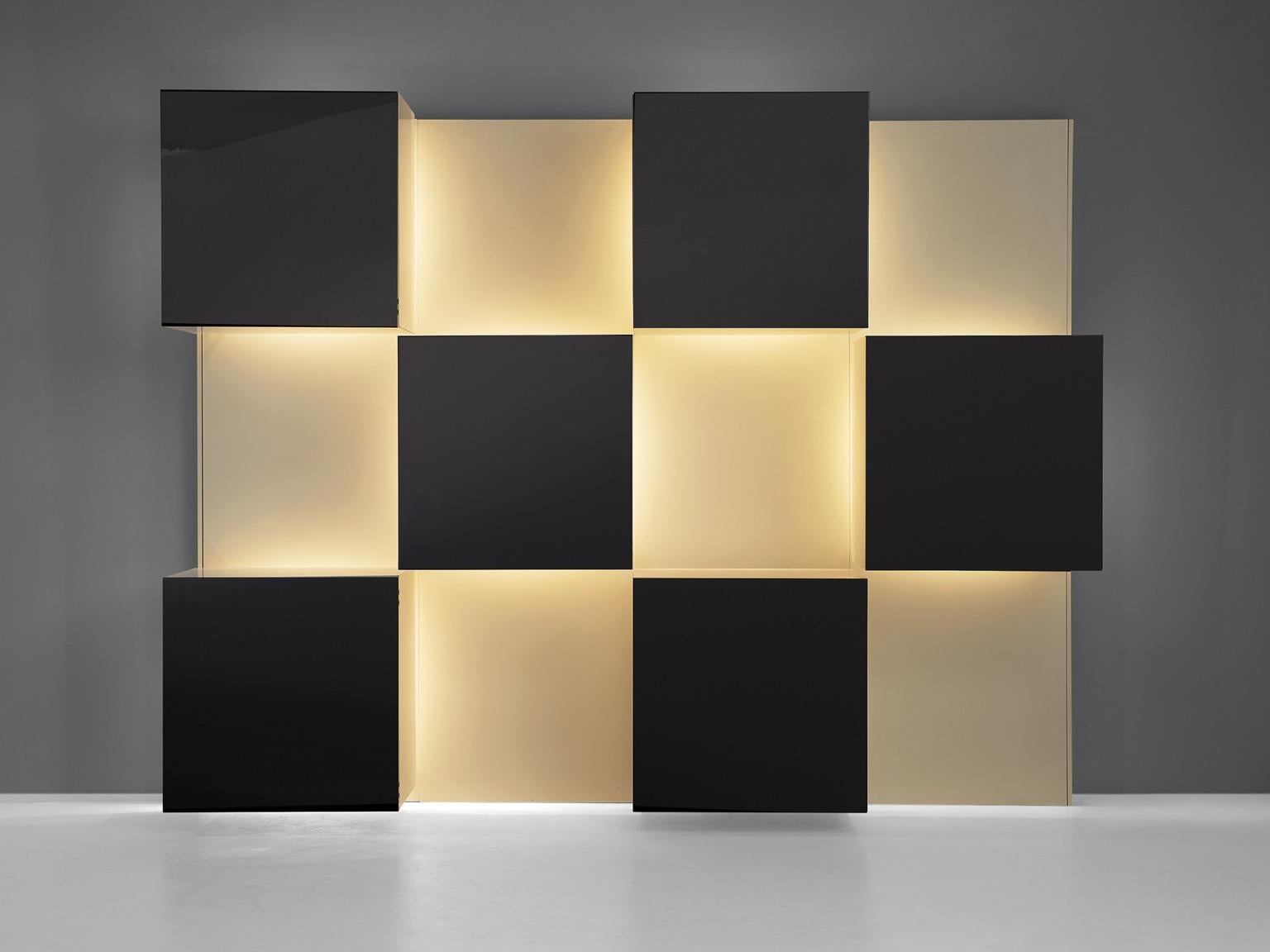 Mid-Century Modern Unité murale éclairée Roberto Monsani pour Acerbis en vente