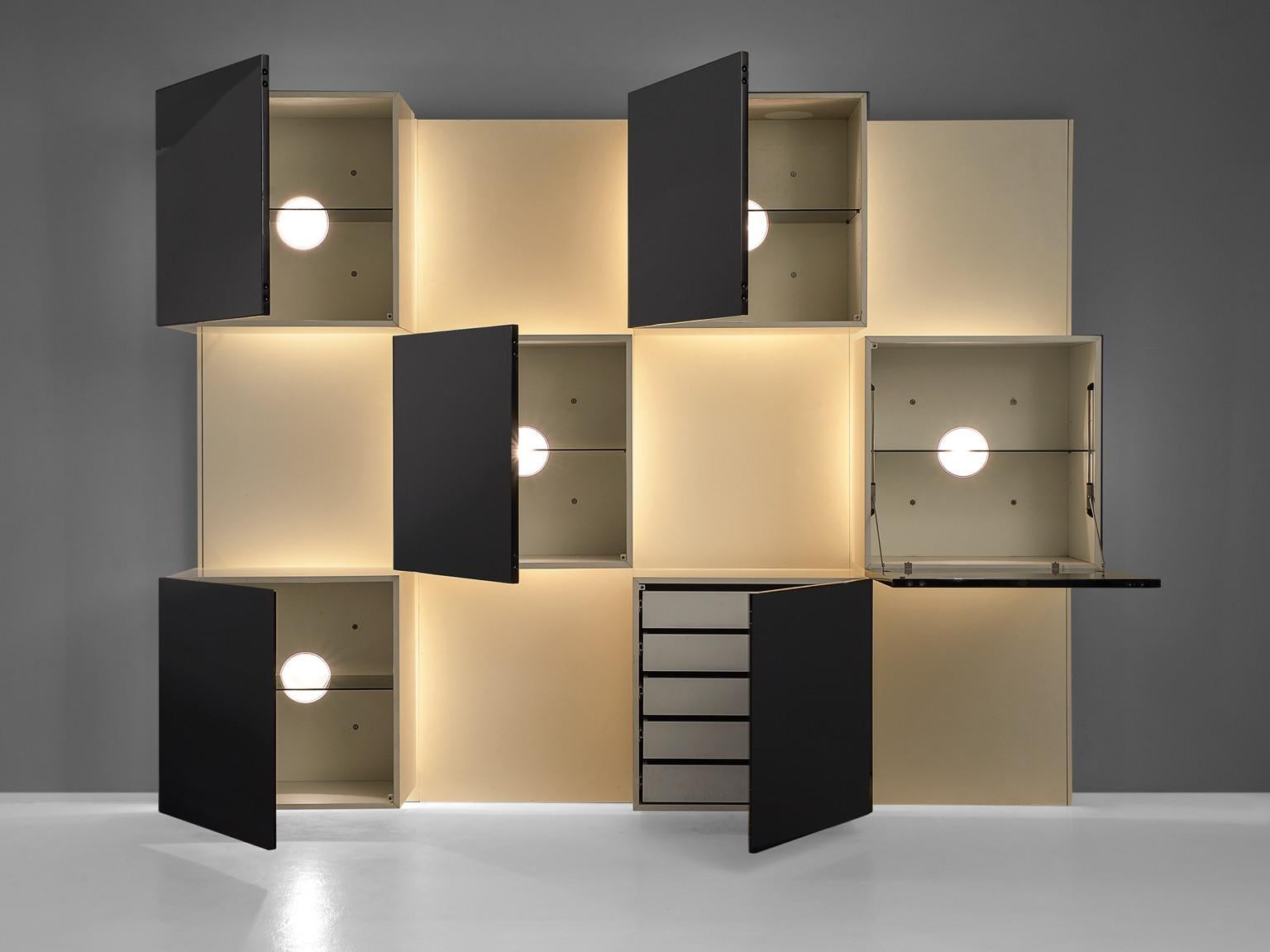 Italian Roberto Monsani for Acerbis Illuminated Wall Unit  For Sale
