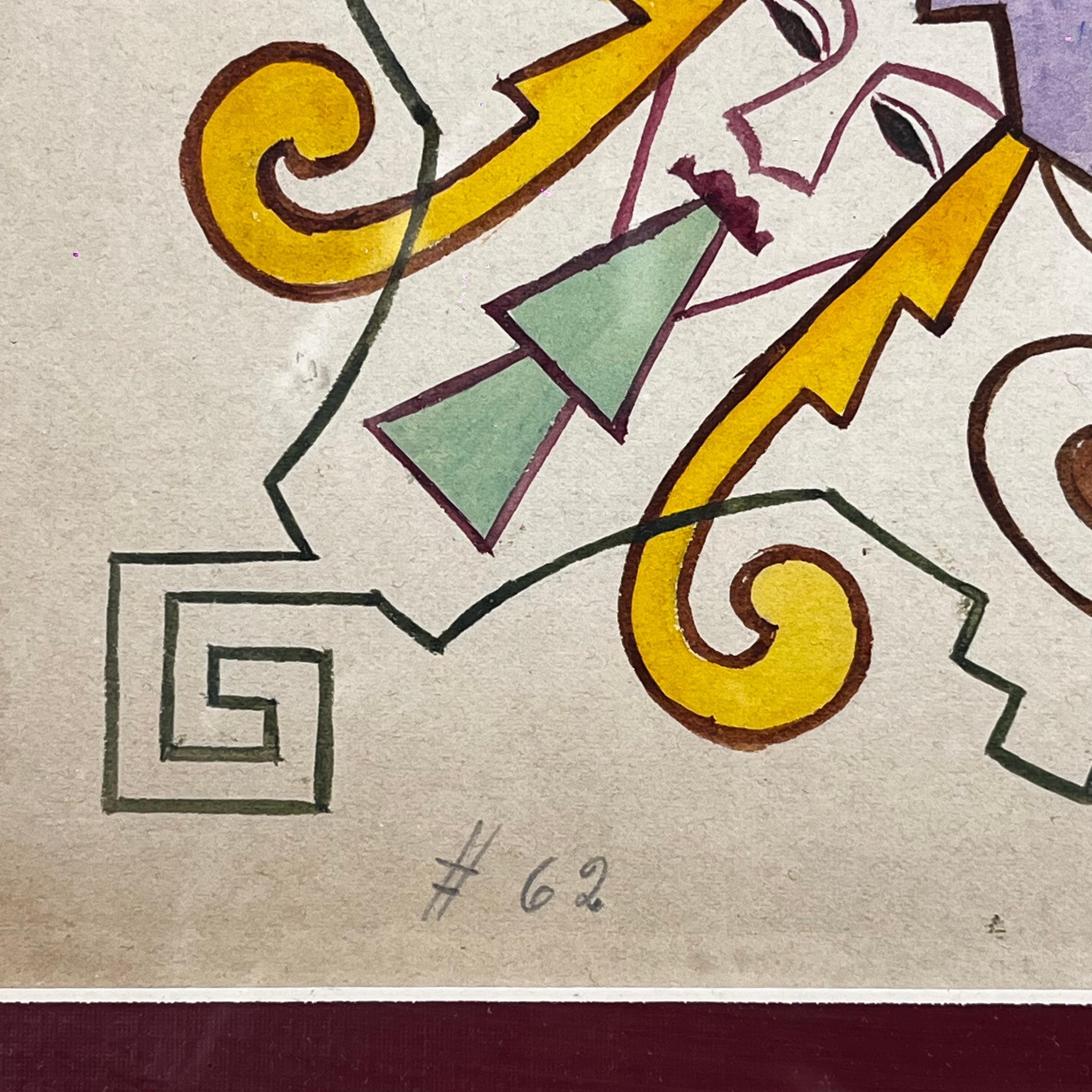 Dipinto a mano Roberto Montenegro Messicano Ca. 1950 Set di 2 disegni a tecnica mista su carta in vendita