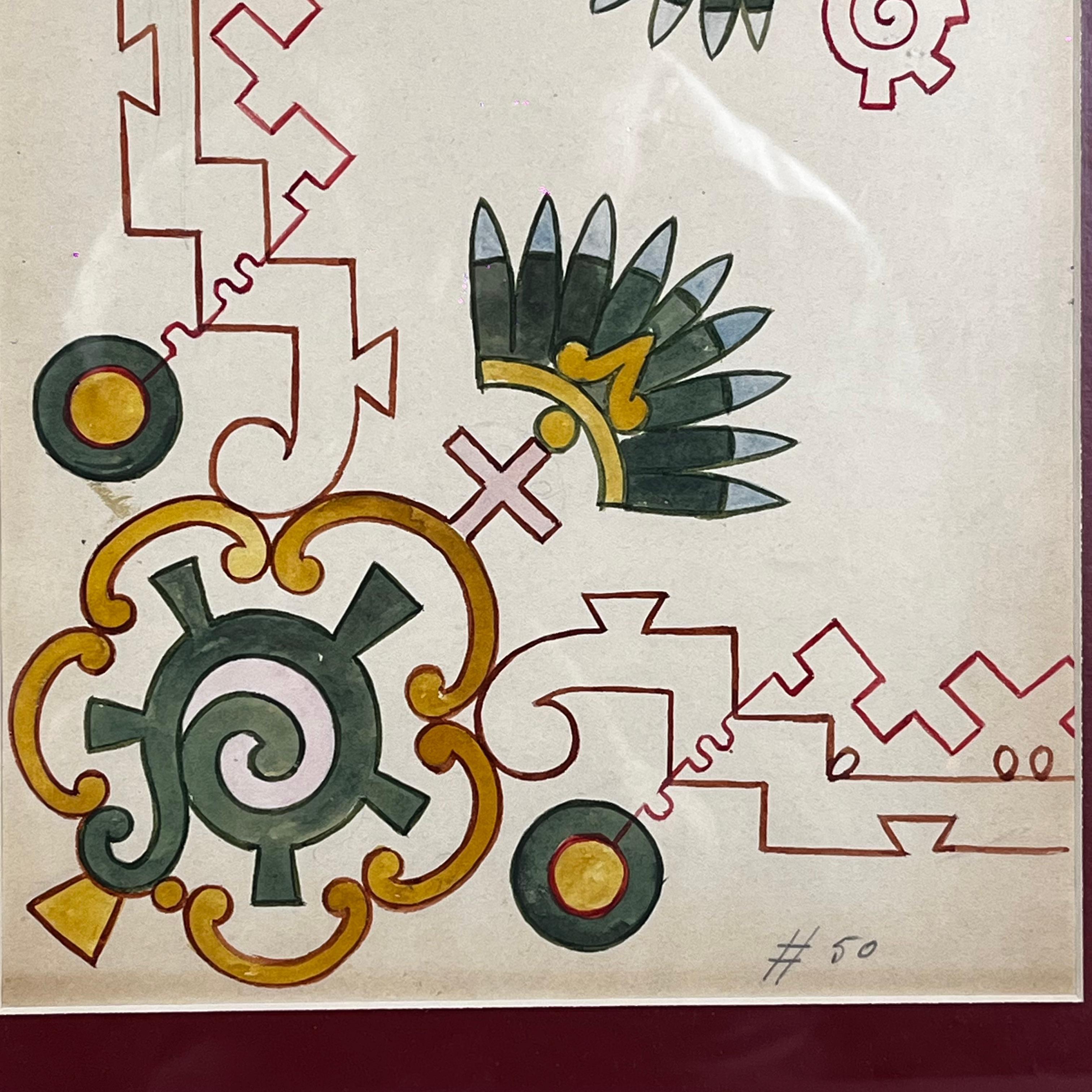 Roberto Montenegro Messicano Ca. 1950 Set di 2 disegni a tecnica mista su carta In condizioni buone in vendita a Mexico City, MX