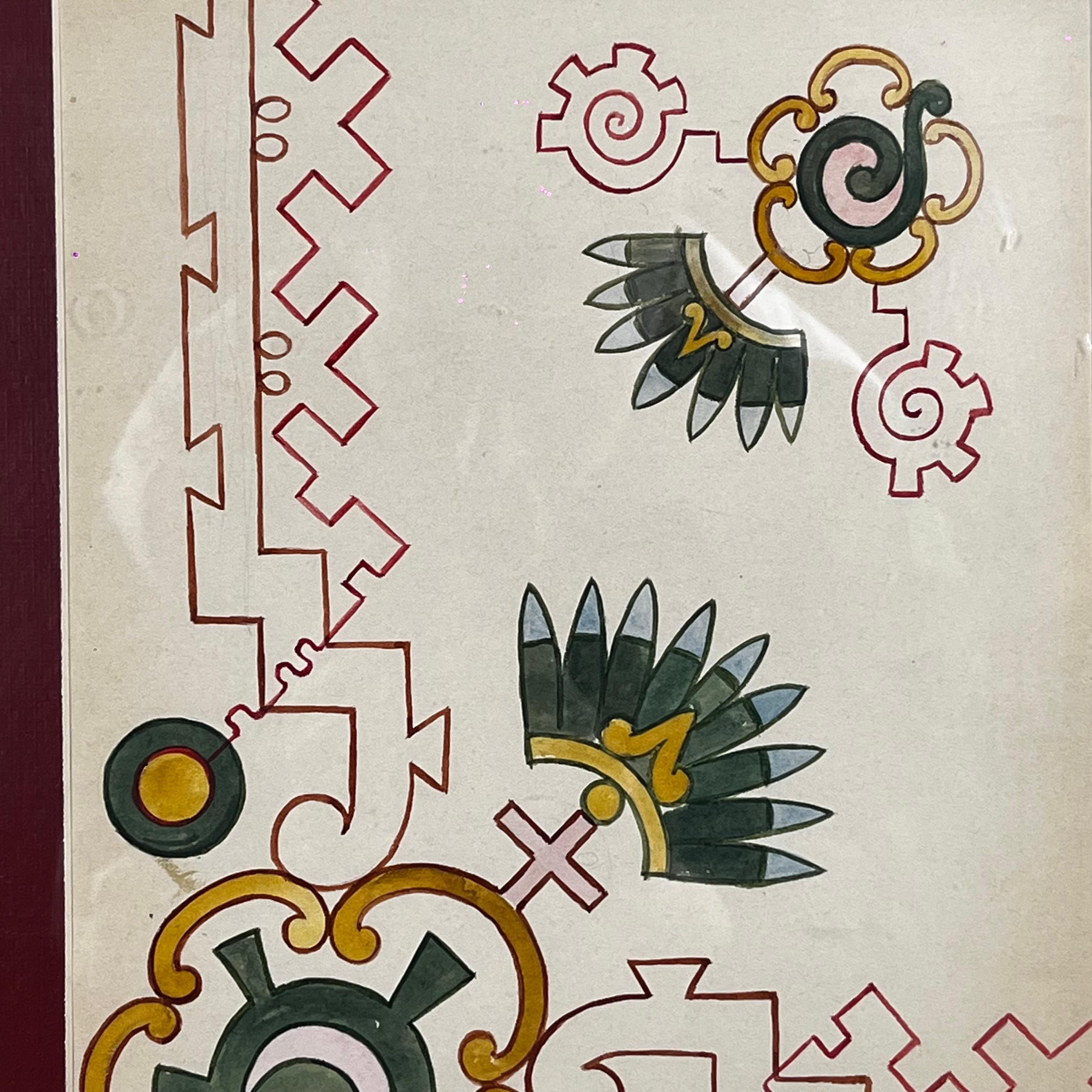 XX secolo Roberto Montenegro Messicano Ca. 1950 Set di 2 disegni a tecnica mista su carta in vendita