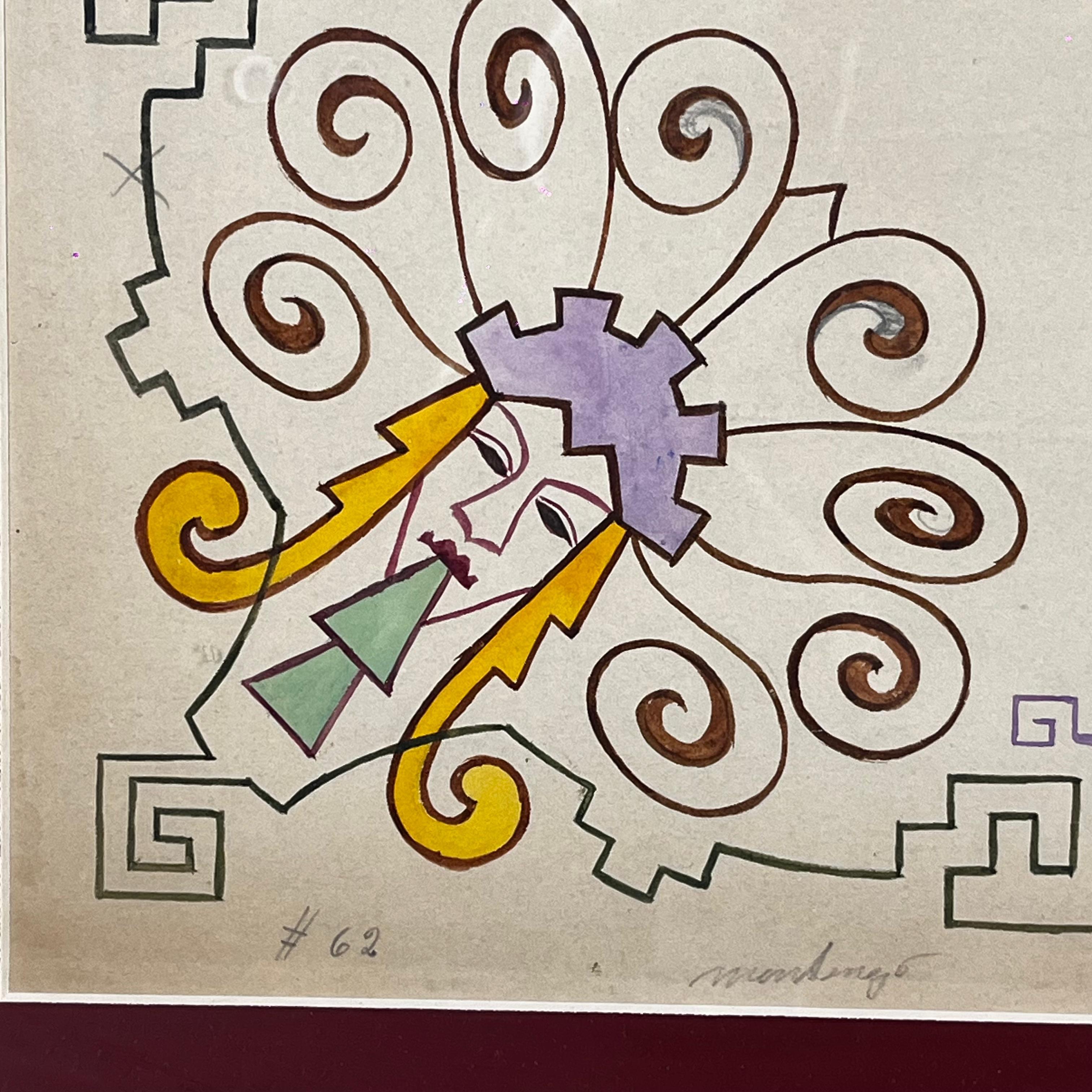 Roberto Montenegro Messicano Ca. 1950 Set di 2 disegni a tecnica mista su carta in vendita 2
