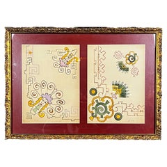 Roberto Montenegro Messicano Ca. 1950 Set di 2 disegni a tecnica mista su carta