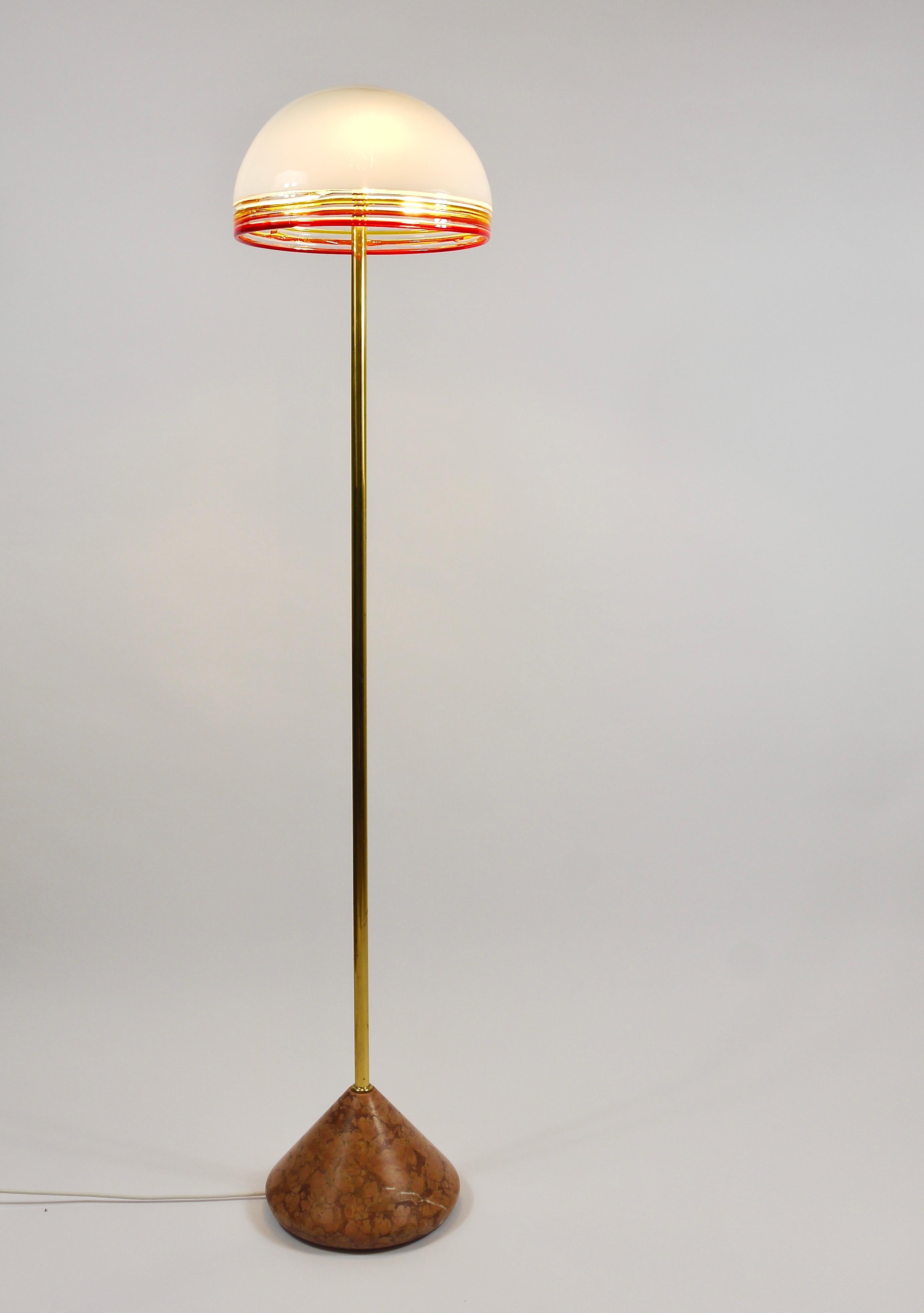 Roberto Pamio Febo Floor Lamp in Marble, Brass & Murano Glass by Leucos Italy For Sale 4
