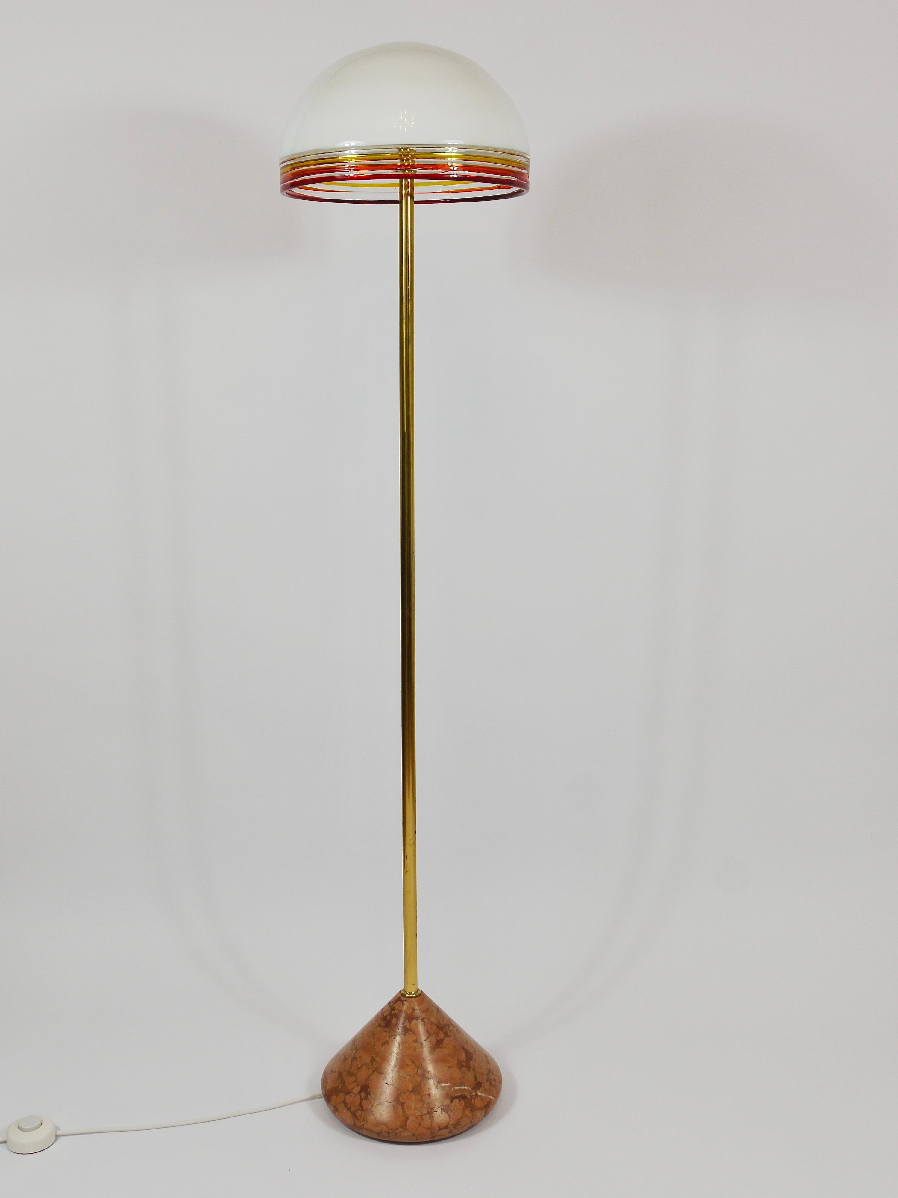 Roberto Pamio Febo Floor Lamp in Marble, Brass & Murano Glass by Leucos Italy For Sale 5