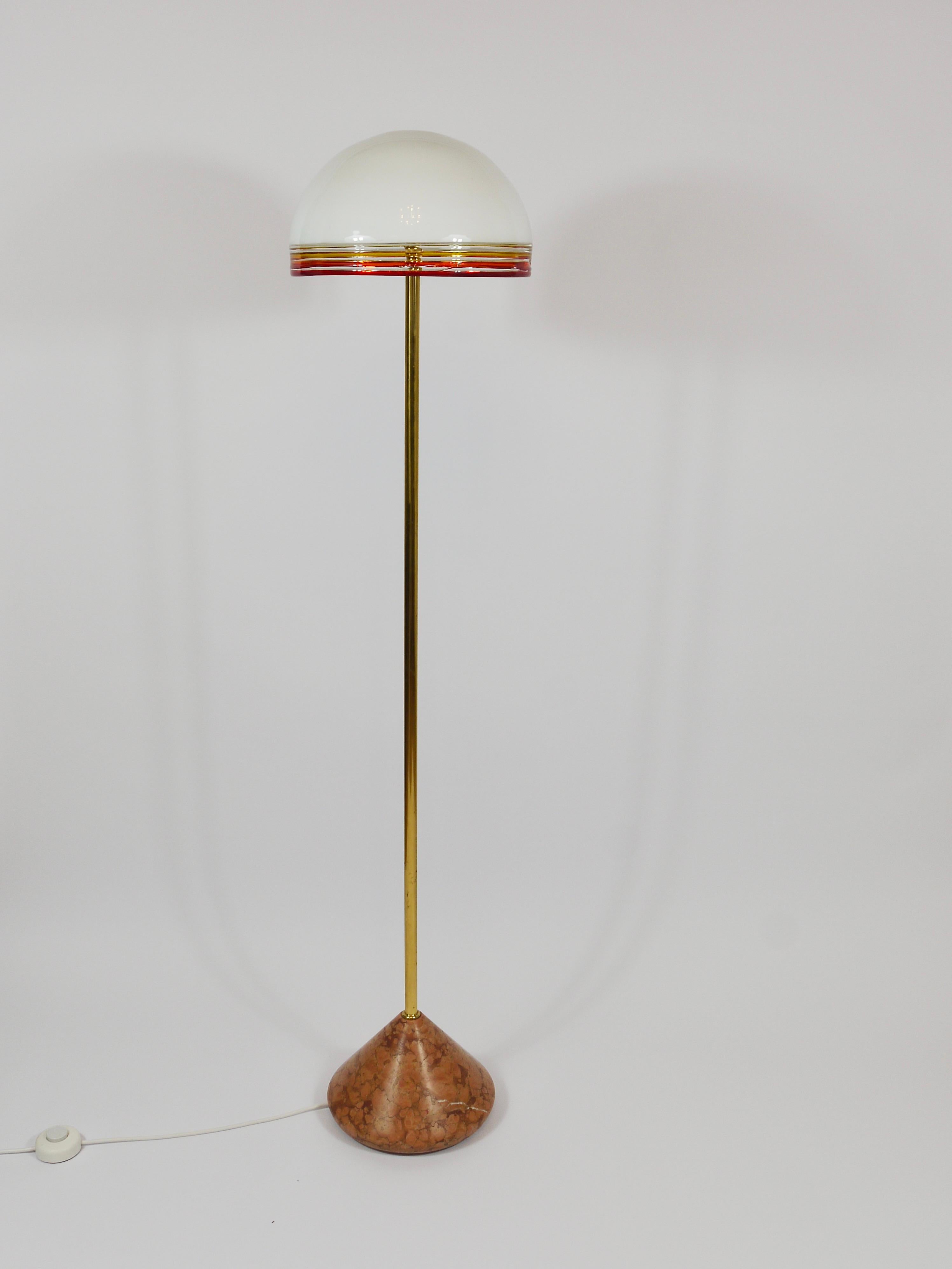 20th Century Roberto Pamio Febo Floor Lamp in Marble, Brass & Murano Glass by Leucos Italy For Sale